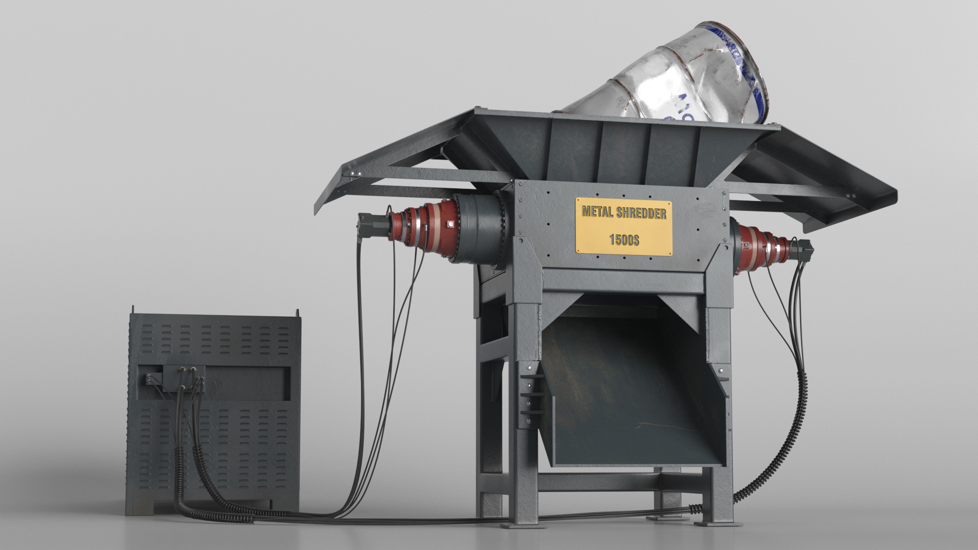 3D Working Industrial Metal Shredder model