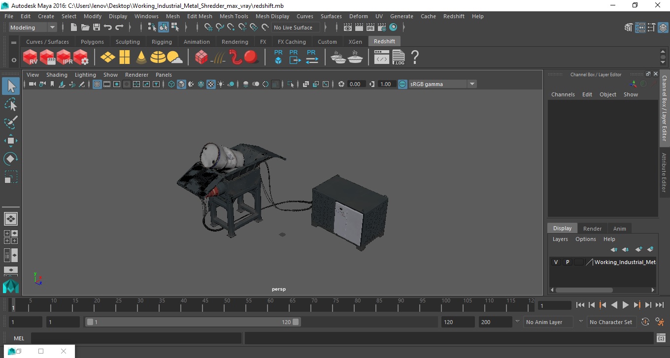 3D Working Industrial Metal Shredder model