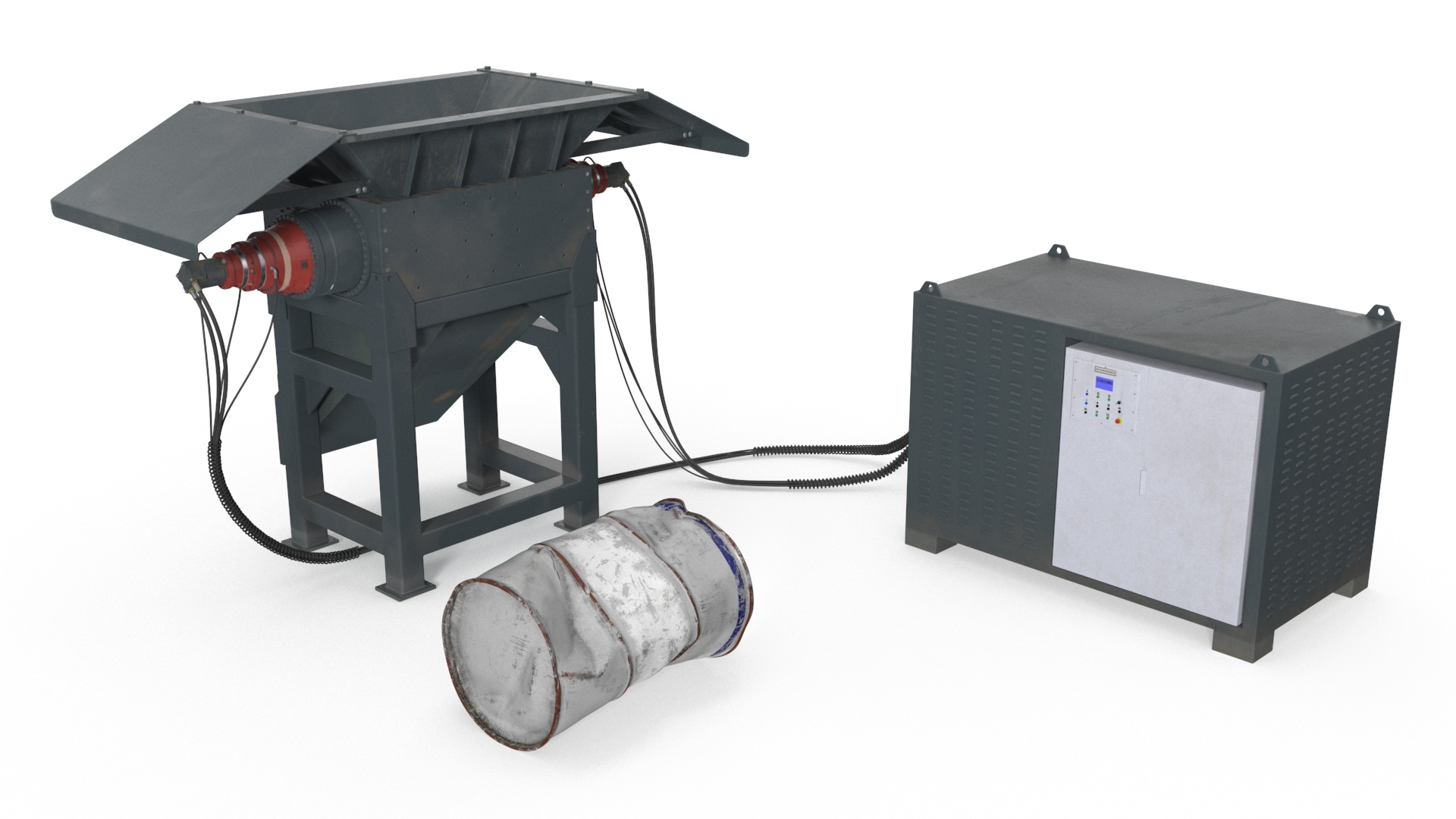 3D Working Industrial Metal Shredder model