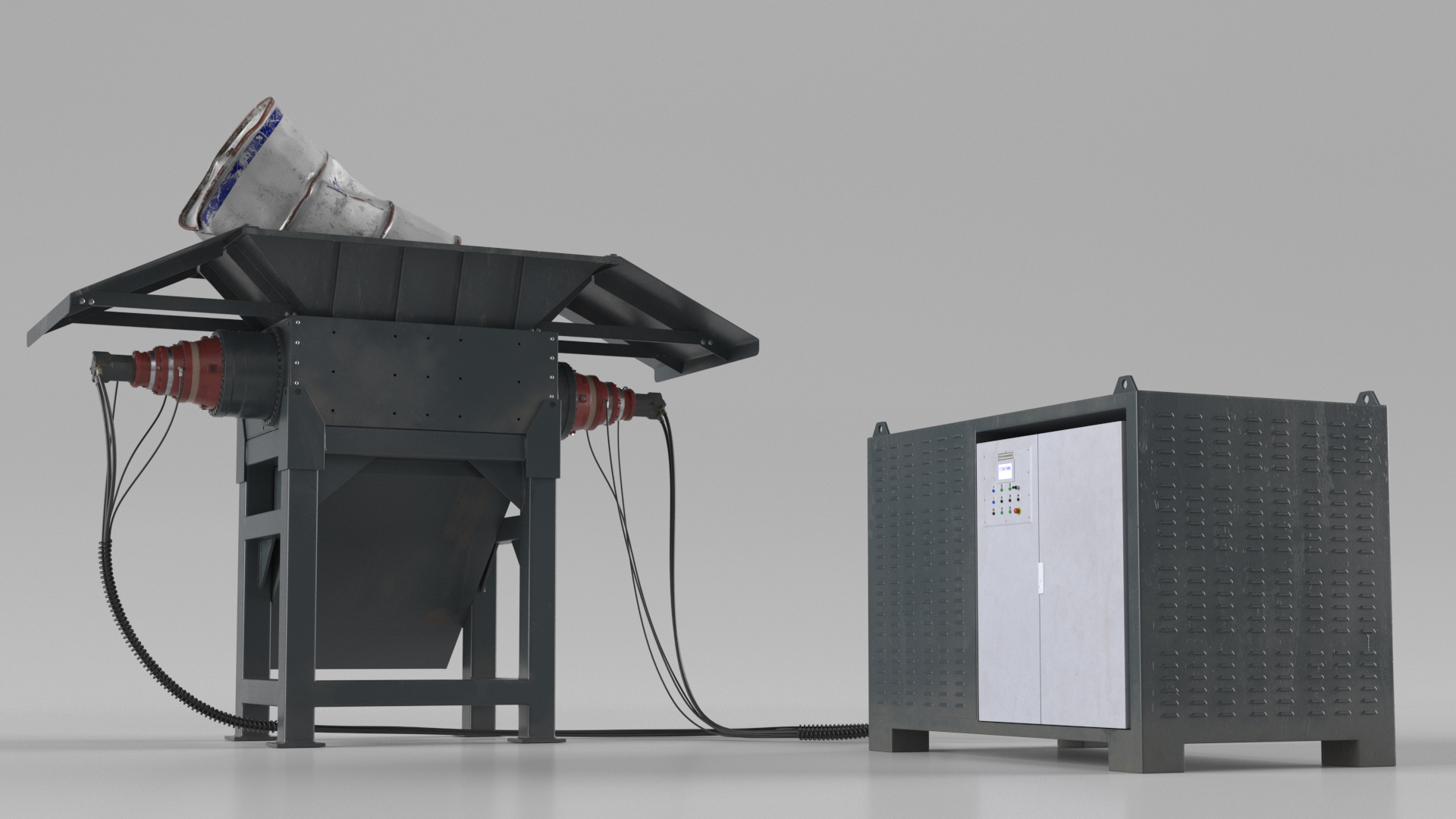 3D Working Industrial Metal Shredder model