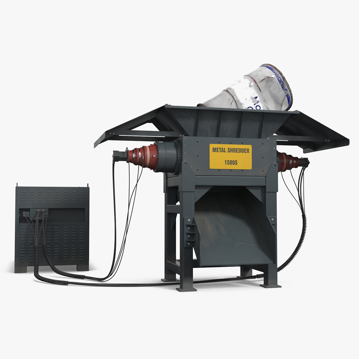3D Working Industrial Metal Shredder model