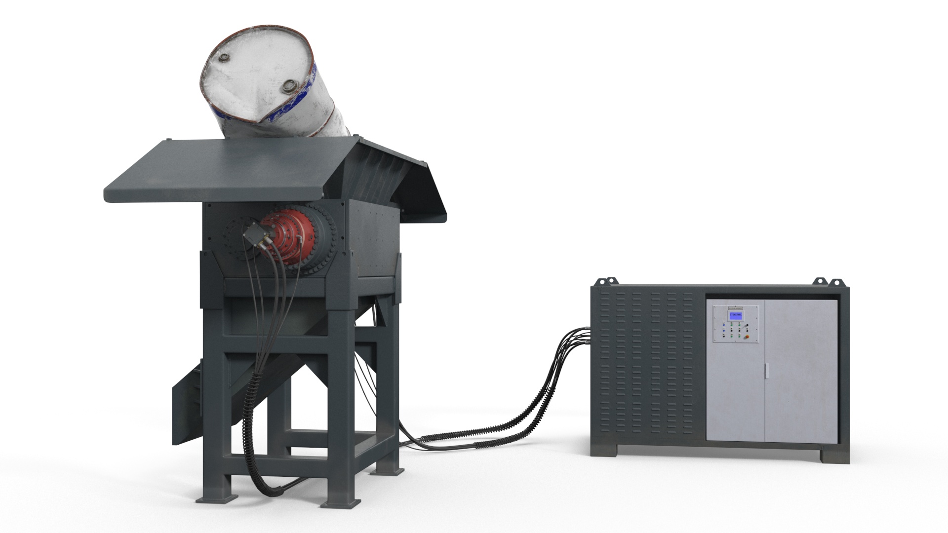 3D Working Industrial Metal Shredder model
