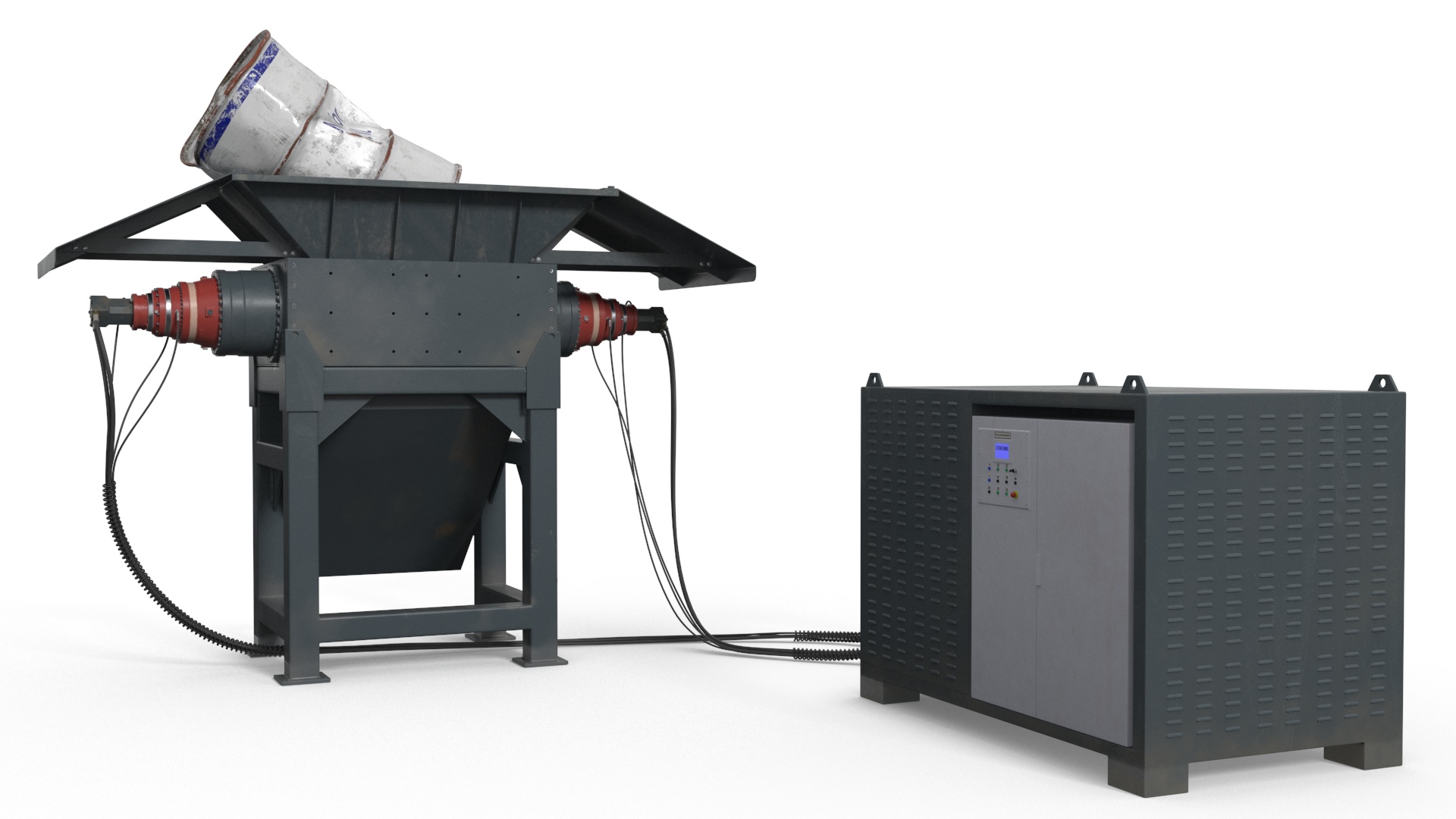 3D Working Industrial Metal Shredder model