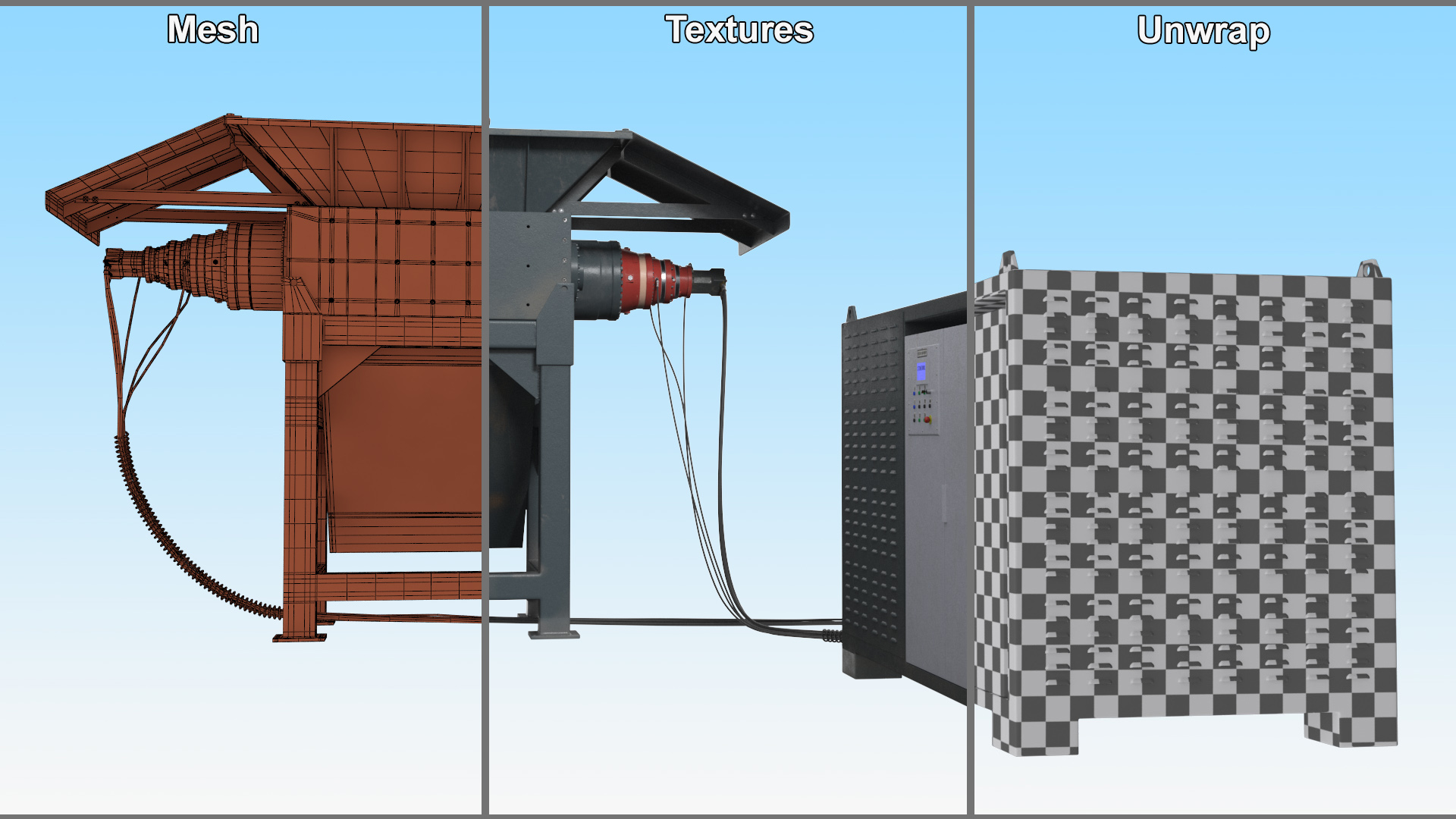3D Working Industrial Metal Shredder model