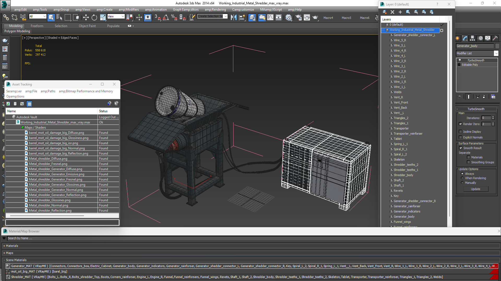 3D Working Industrial Metal Shredder model