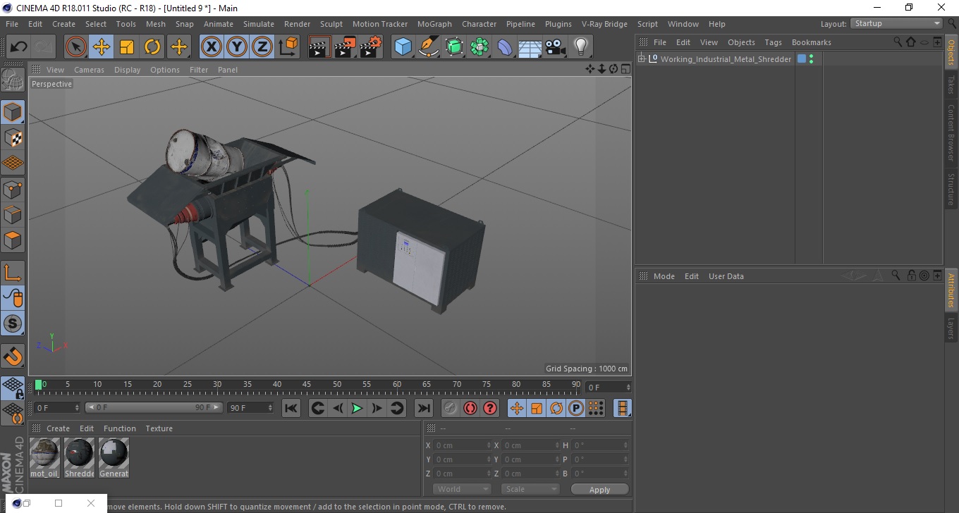 3D Working Industrial Metal Shredder model