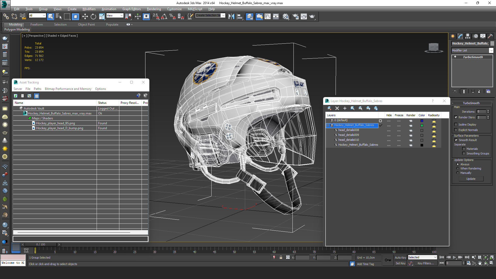 3D Hockey Helmet Buffalo Sabres model