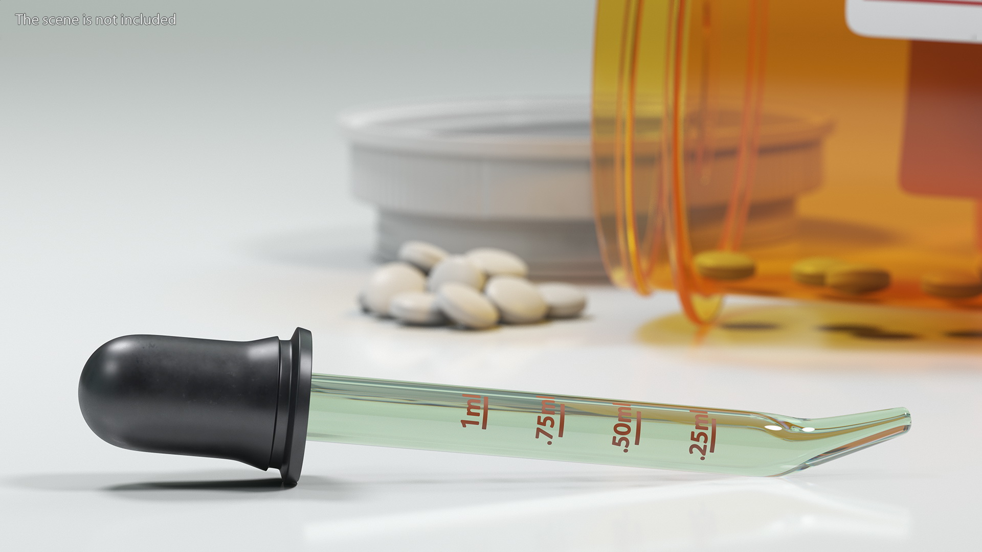 3D model Bend Tip Calibrated Medicine Dropper 1ml
