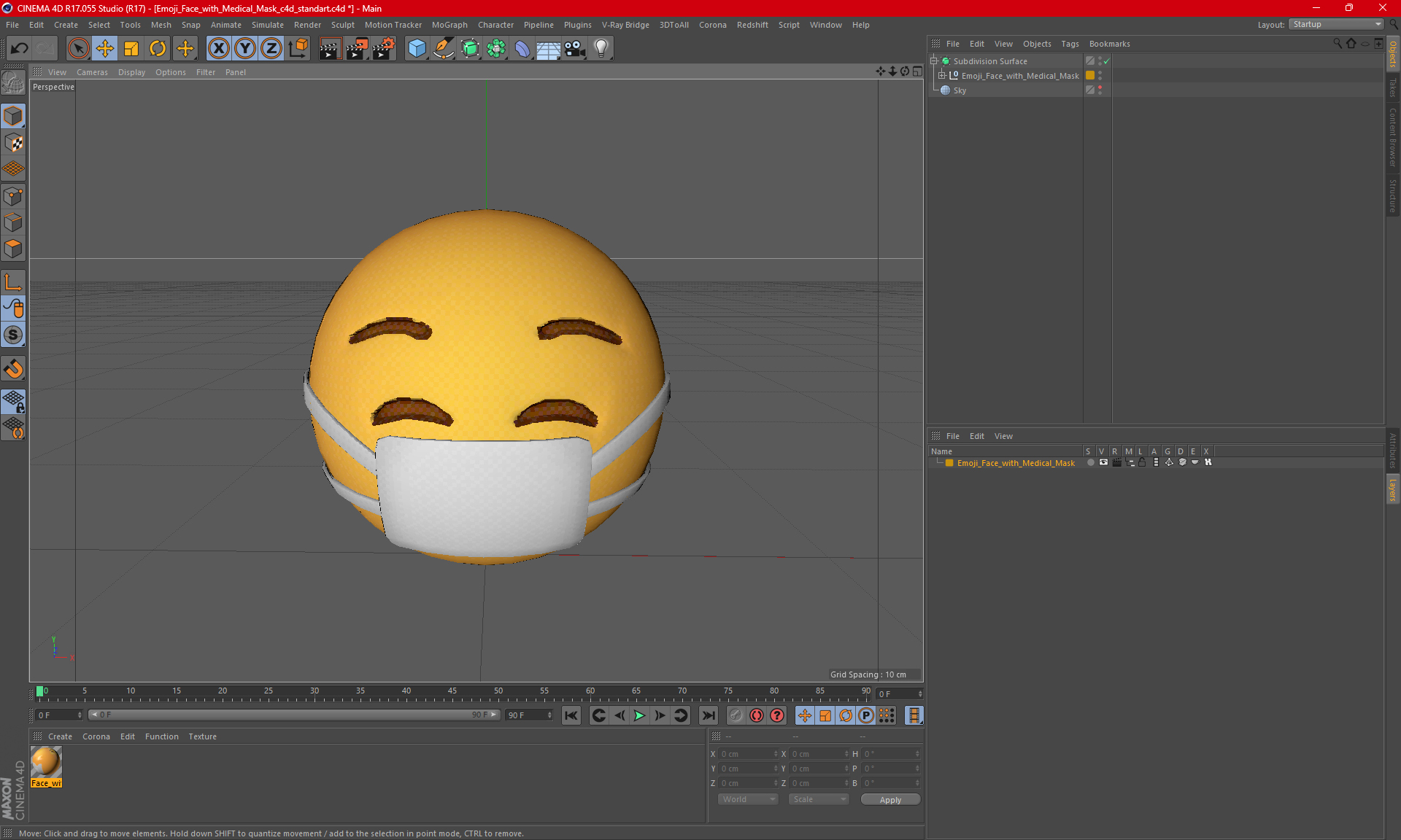 3D Emoji Face with Medical Mask model