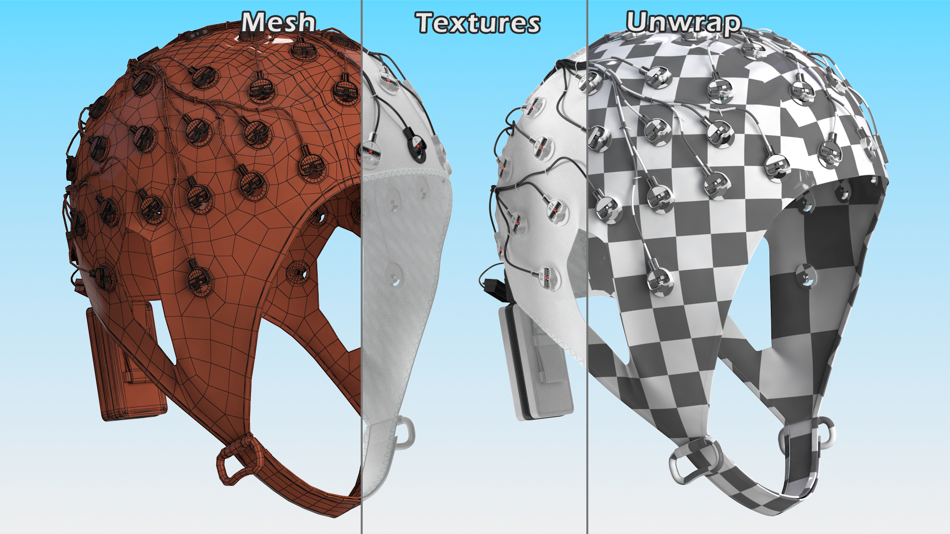 3D Electroencephalography EEG Cap White