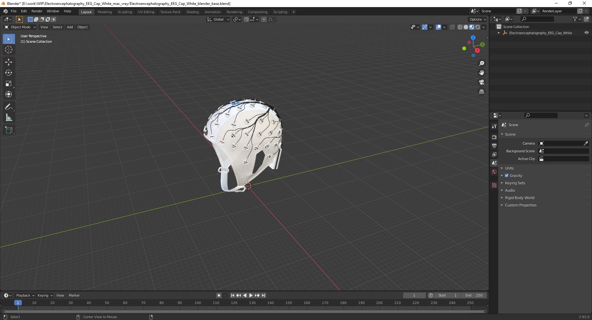 3D Electroencephalography EEG Cap White