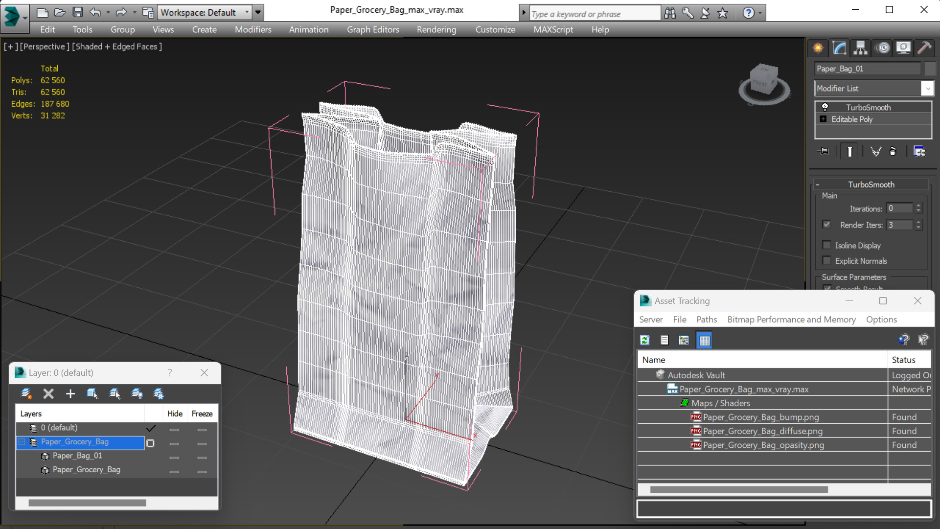 Paper Grocery Bag 3D