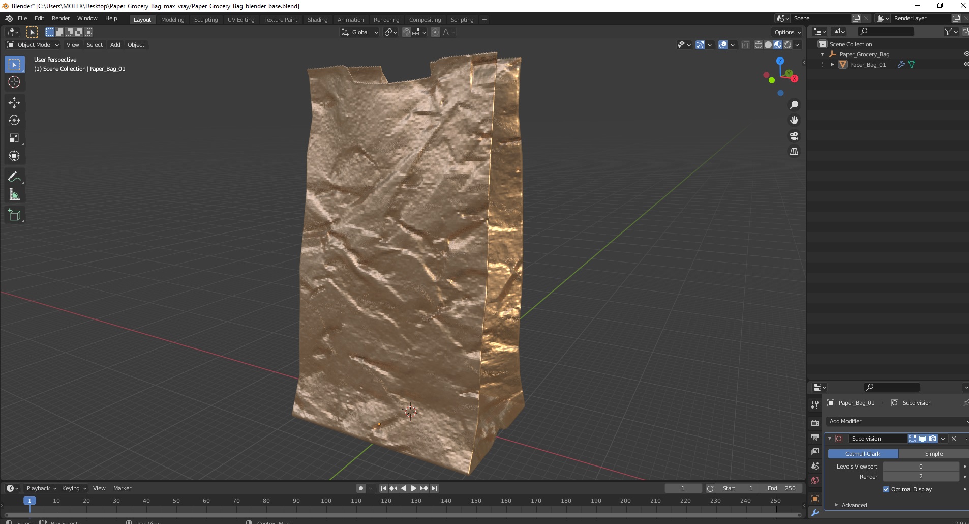 Paper Grocery Bag 3D