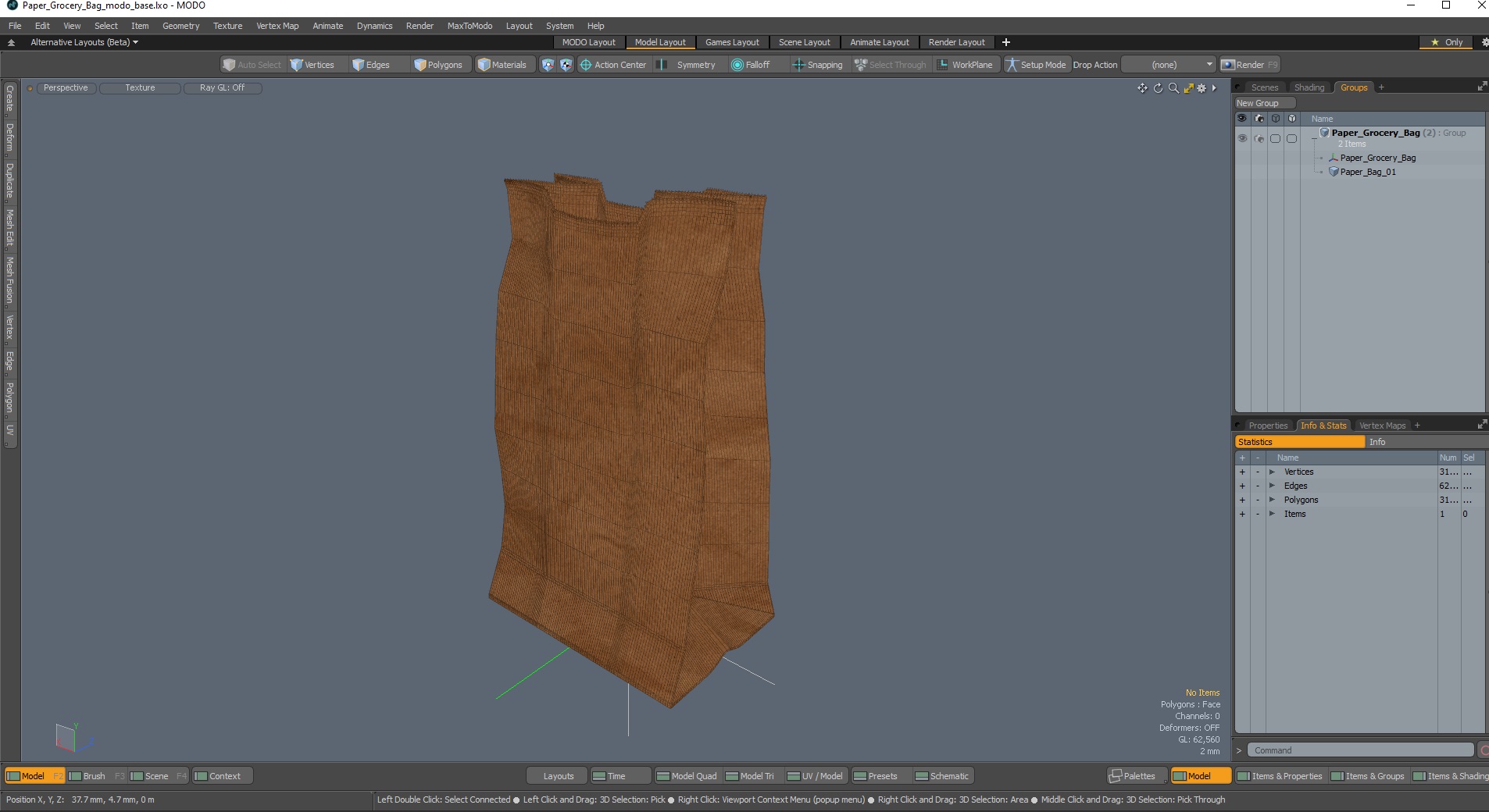 Paper Grocery Bag 3D