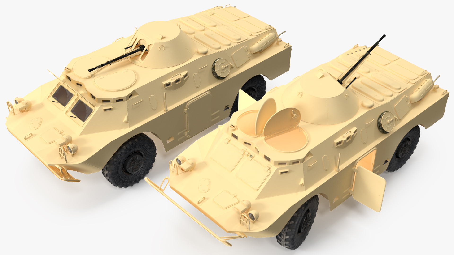 3D model BRDM 2 Amphibious Vehicle Yellow Simple Interior Rigged