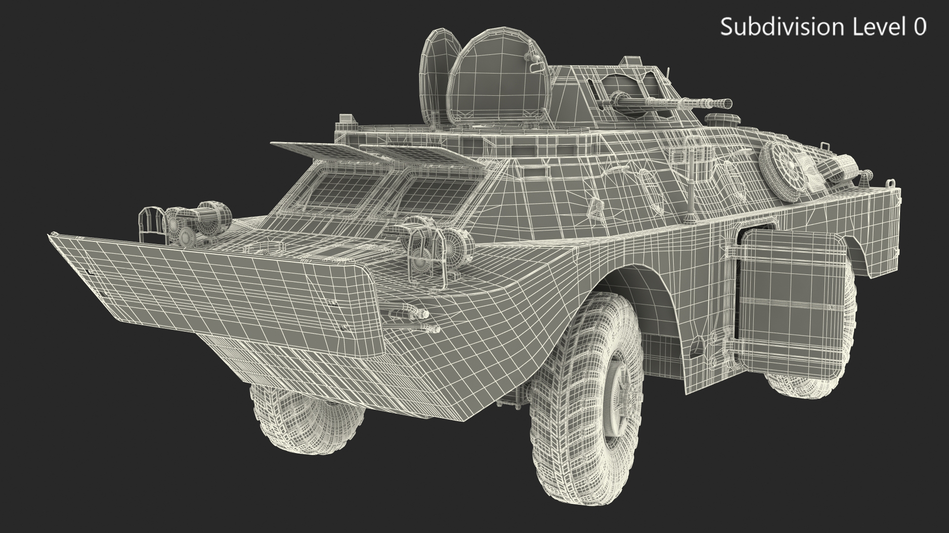 3D model BRDM 2 Amphibious Vehicle Yellow Simple Interior Rigged