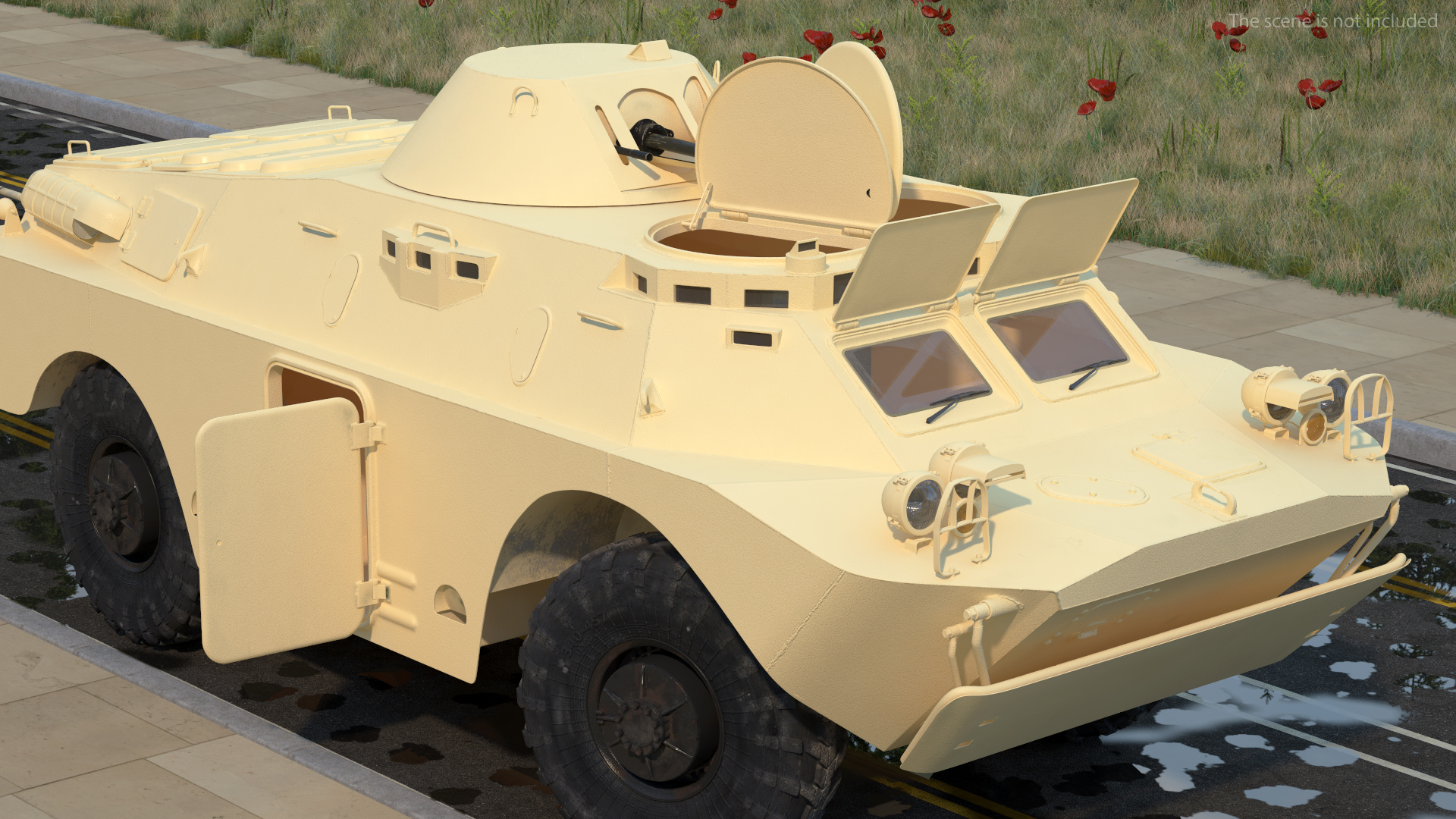 3D model BRDM 2 Amphibious Vehicle Yellow Simple Interior Rigged