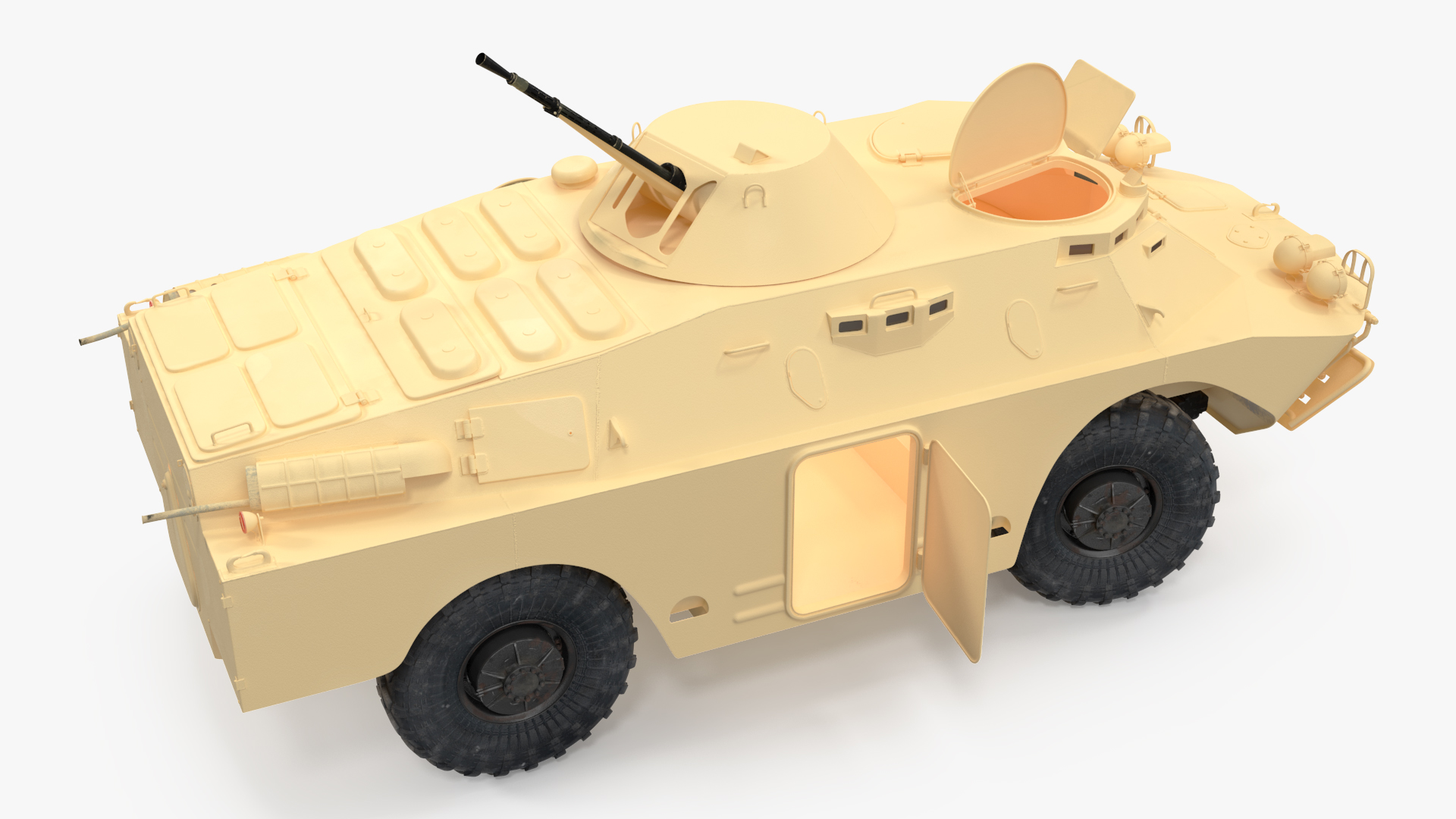 3D model BRDM 2 Amphibious Vehicle Yellow Simple Interior Rigged