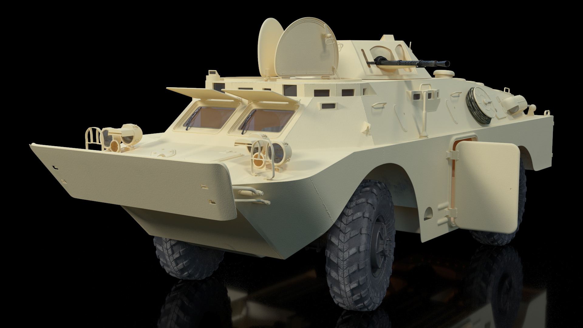 3D model BRDM 2 Amphibious Vehicle Yellow Simple Interior Rigged