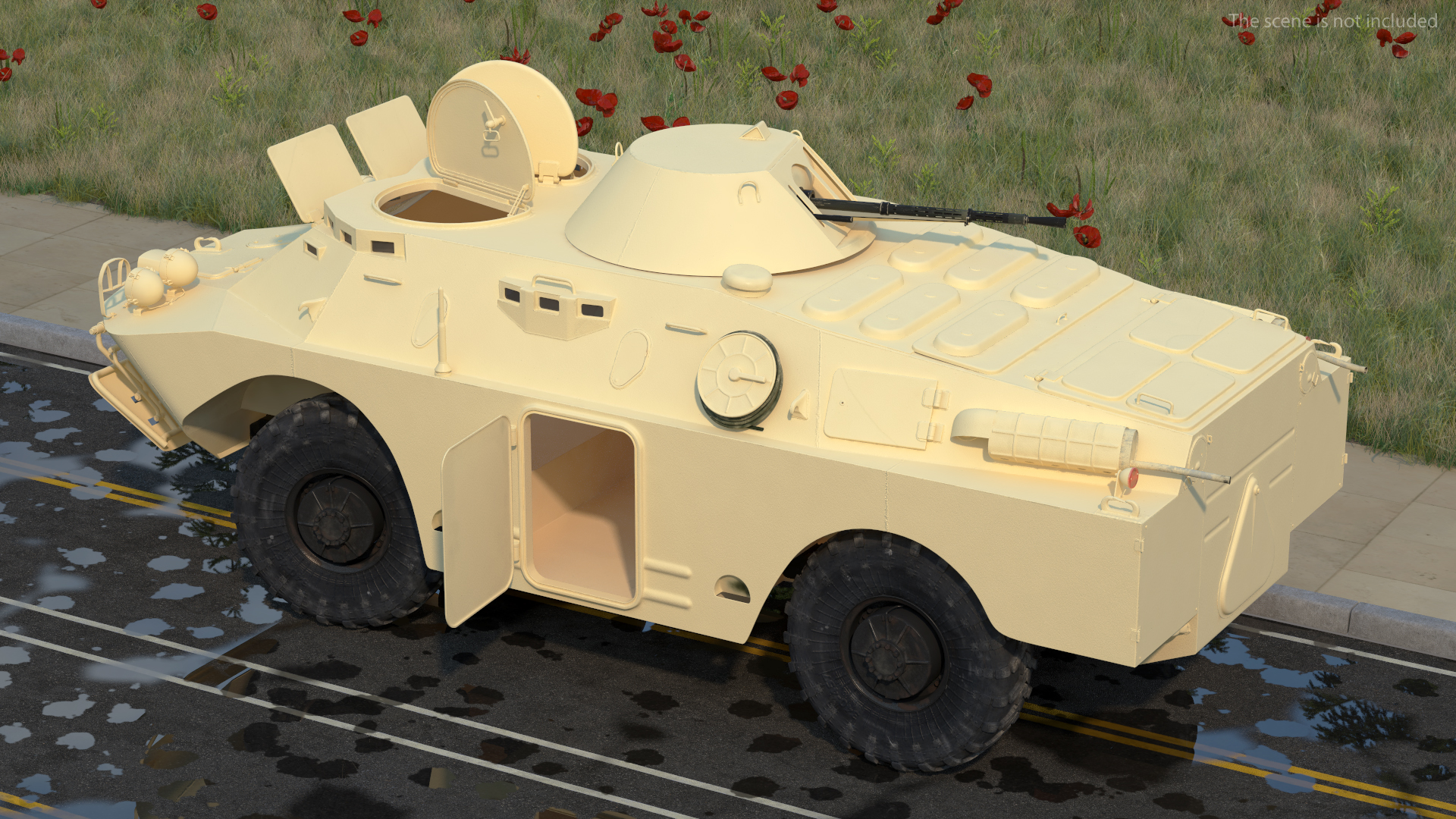 3D model BRDM 2 Amphibious Vehicle Yellow Simple Interior Rigged