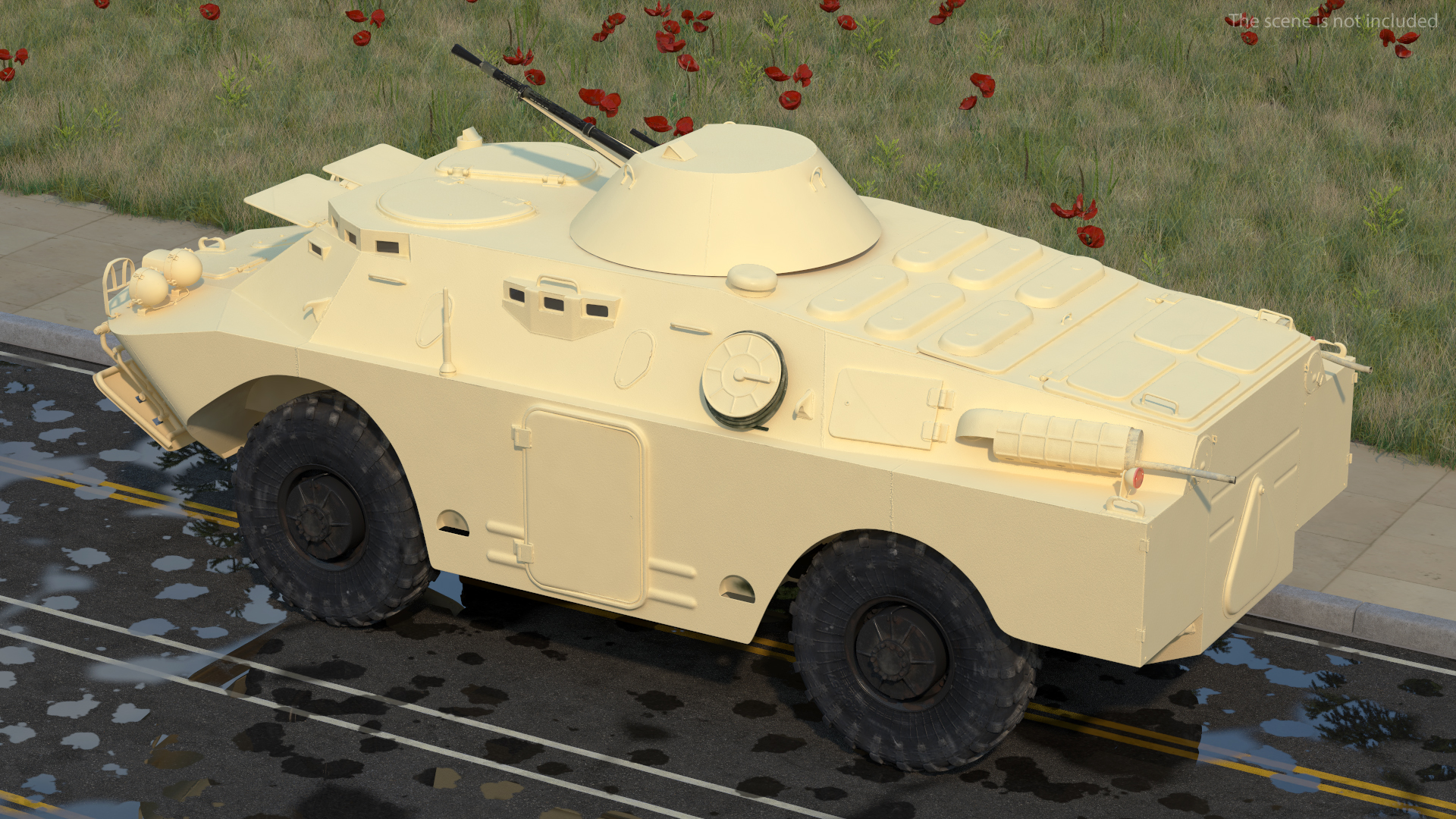 3D model BRDM 2 Amphibious Vehicle Yellow Simple Interior Rigged