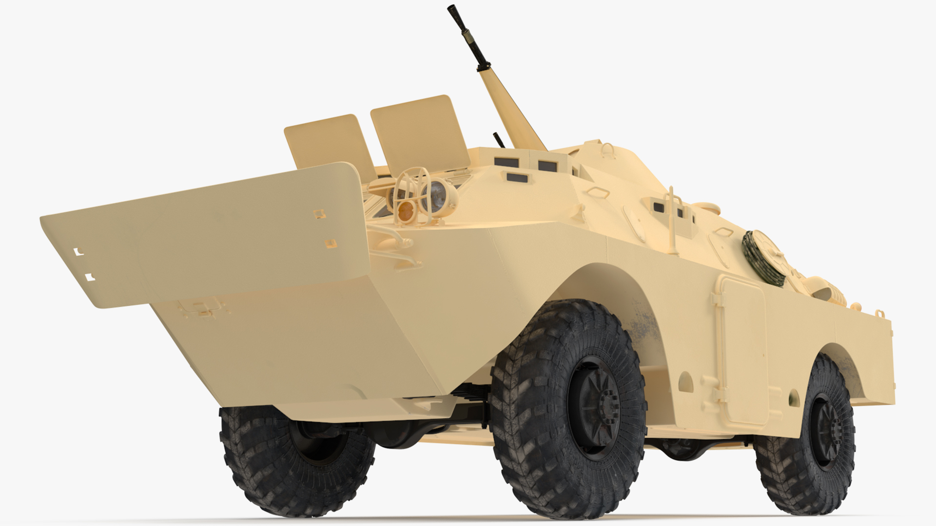3D model BRDM 2 Amphibious Vehicle Yellow Simple Interior Rigged