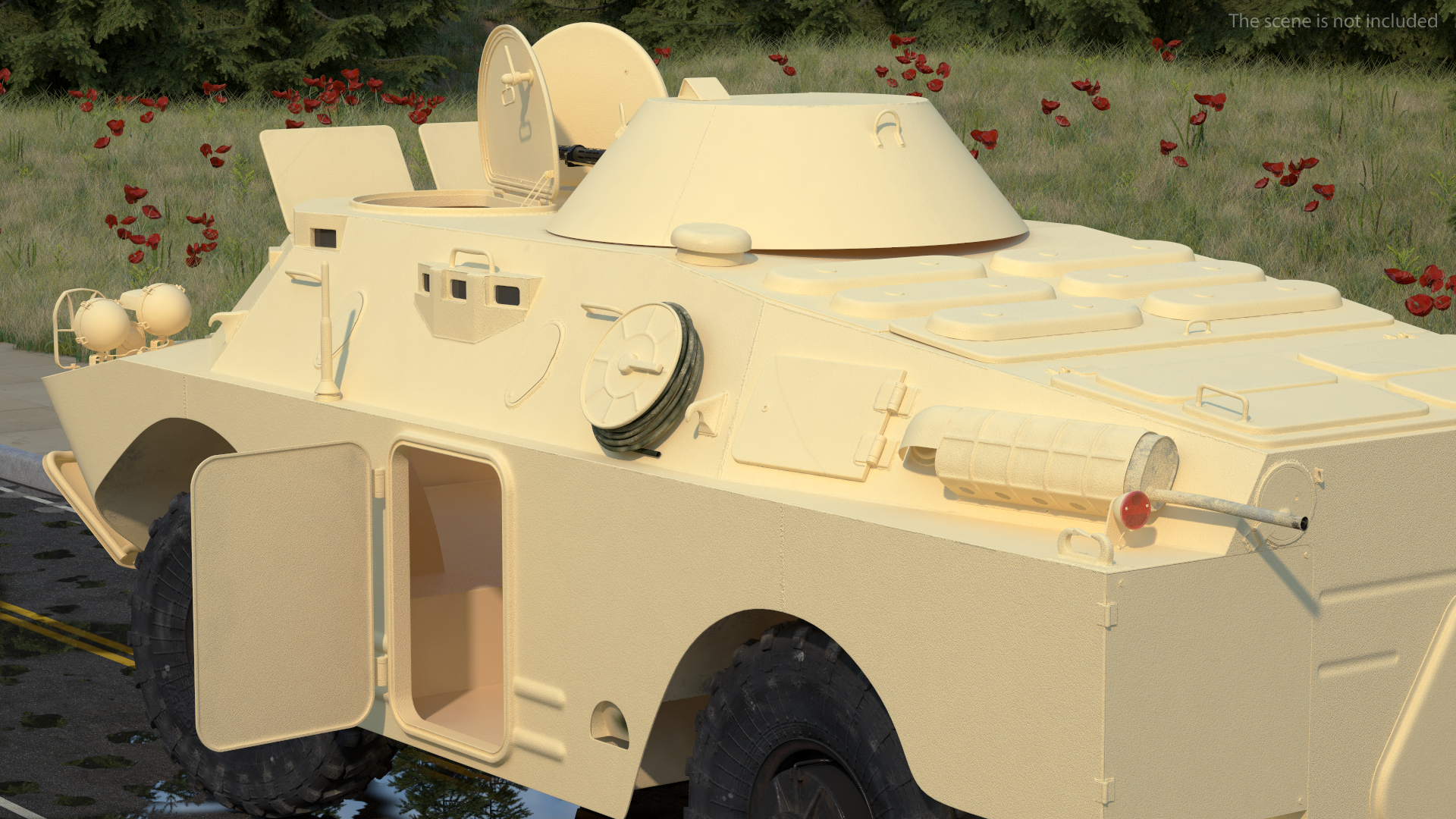 3D model BRDM 2 Amphibious Vehicle Yellow Simple Interior Rigged