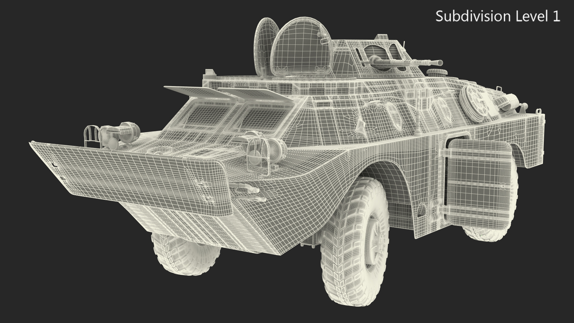 3D model BRDM 2 Amphibious Vehicle Yellow Simple Interior Rigged