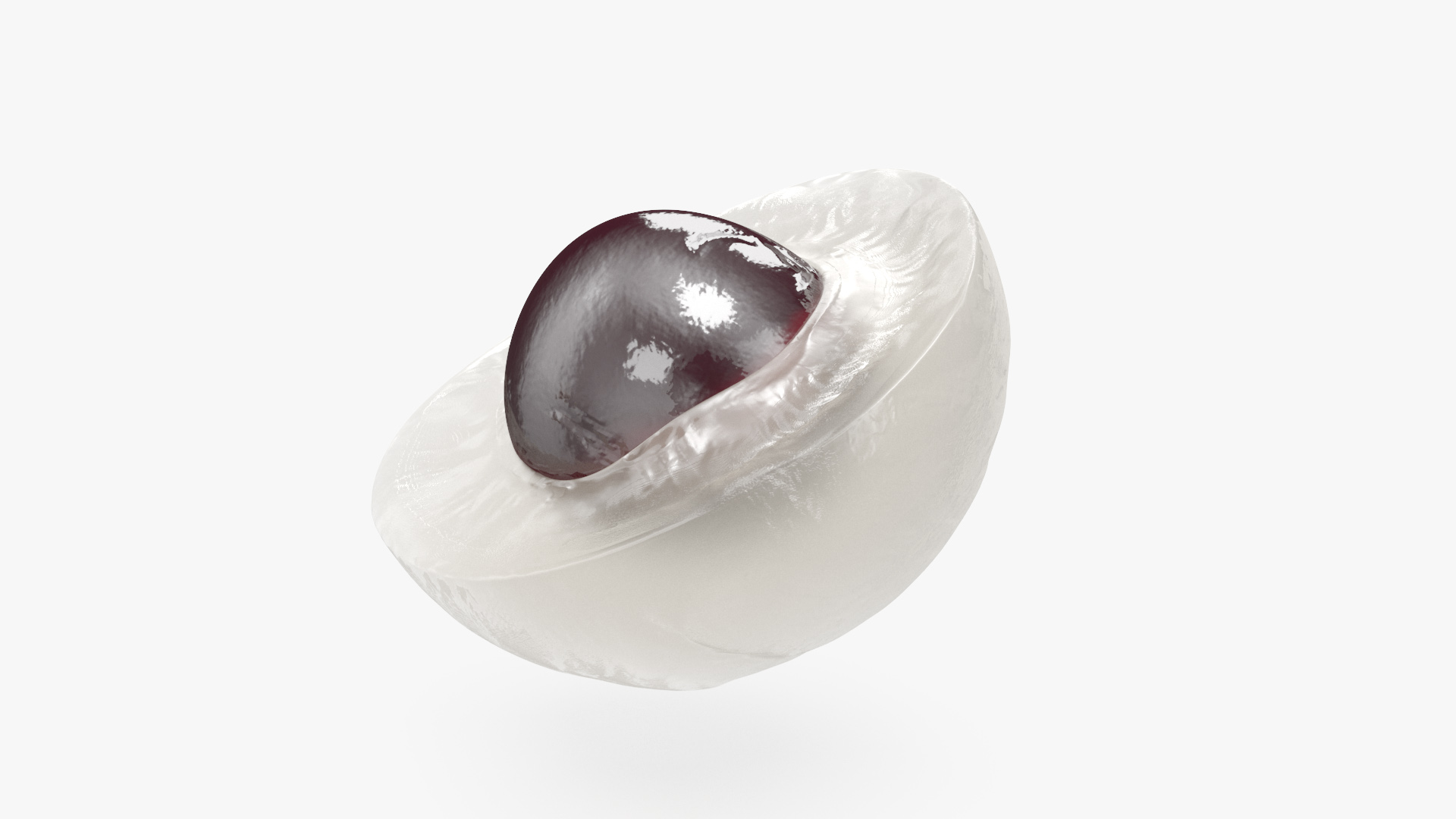 Half Peeled Longan Fruit 3D model