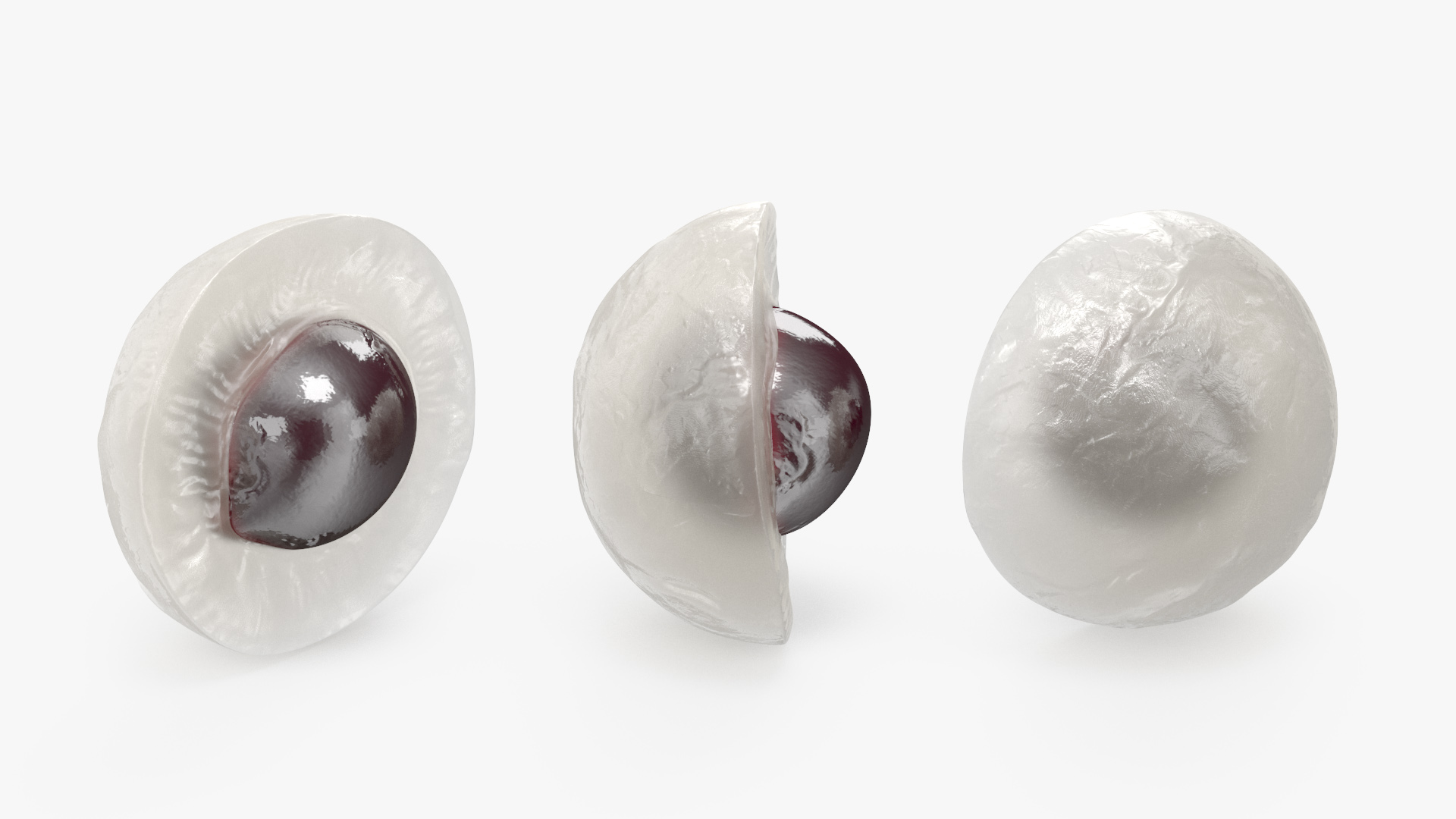 Half Peeled Longan Fruit 3D model