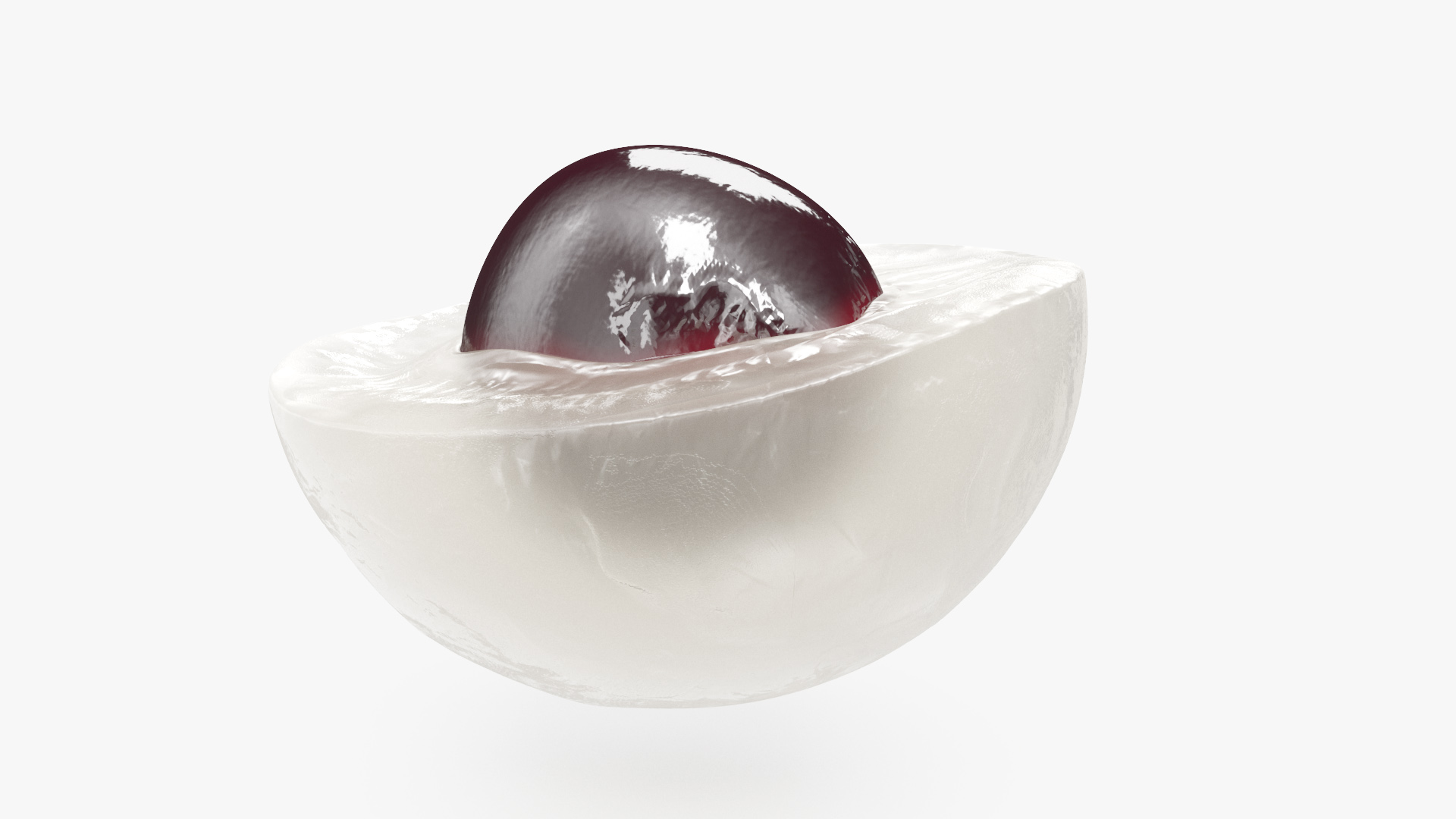 Half Peeled Longan Fruit 3D model