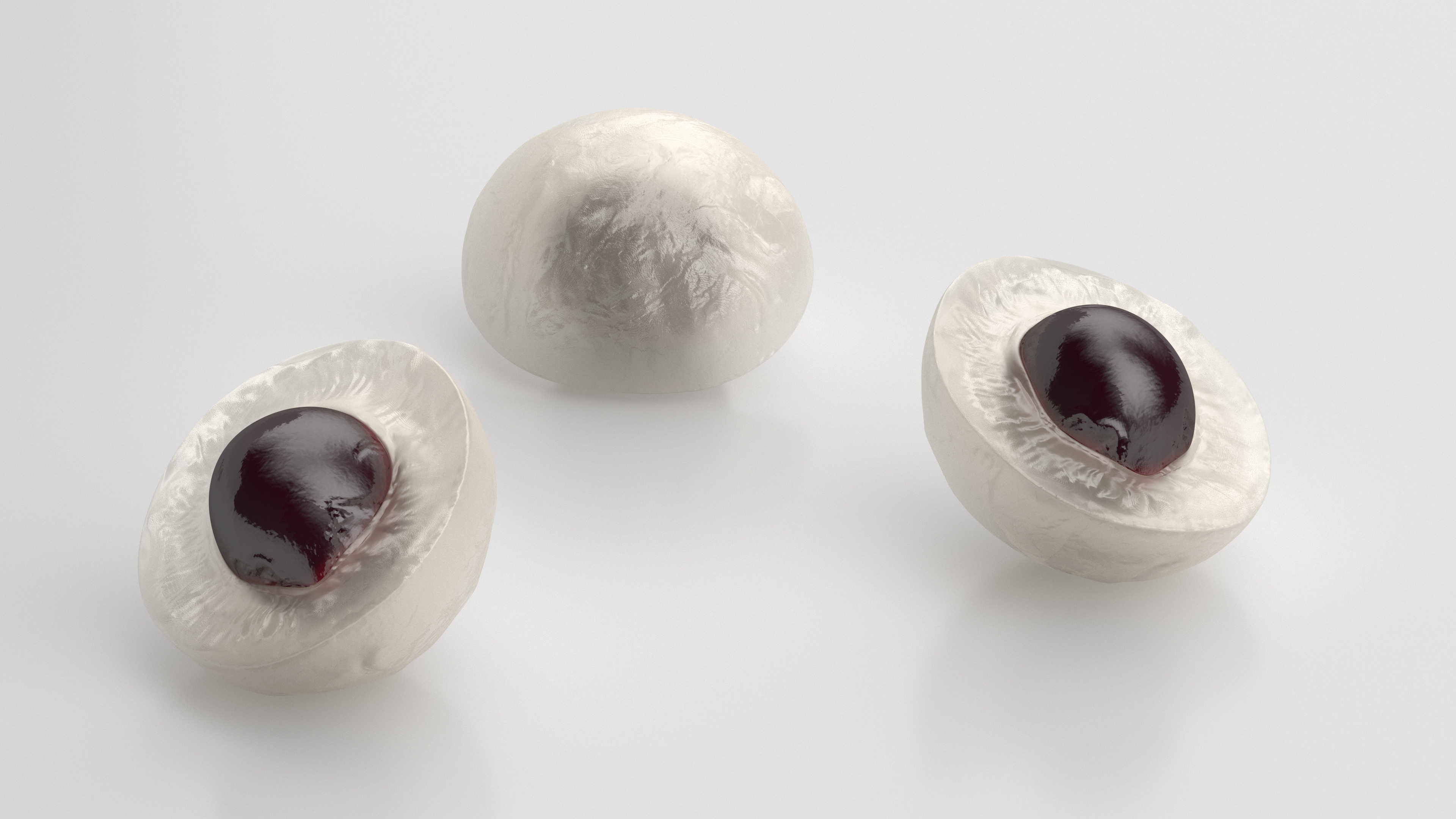 Half Peeled Longan Fruit 3D model