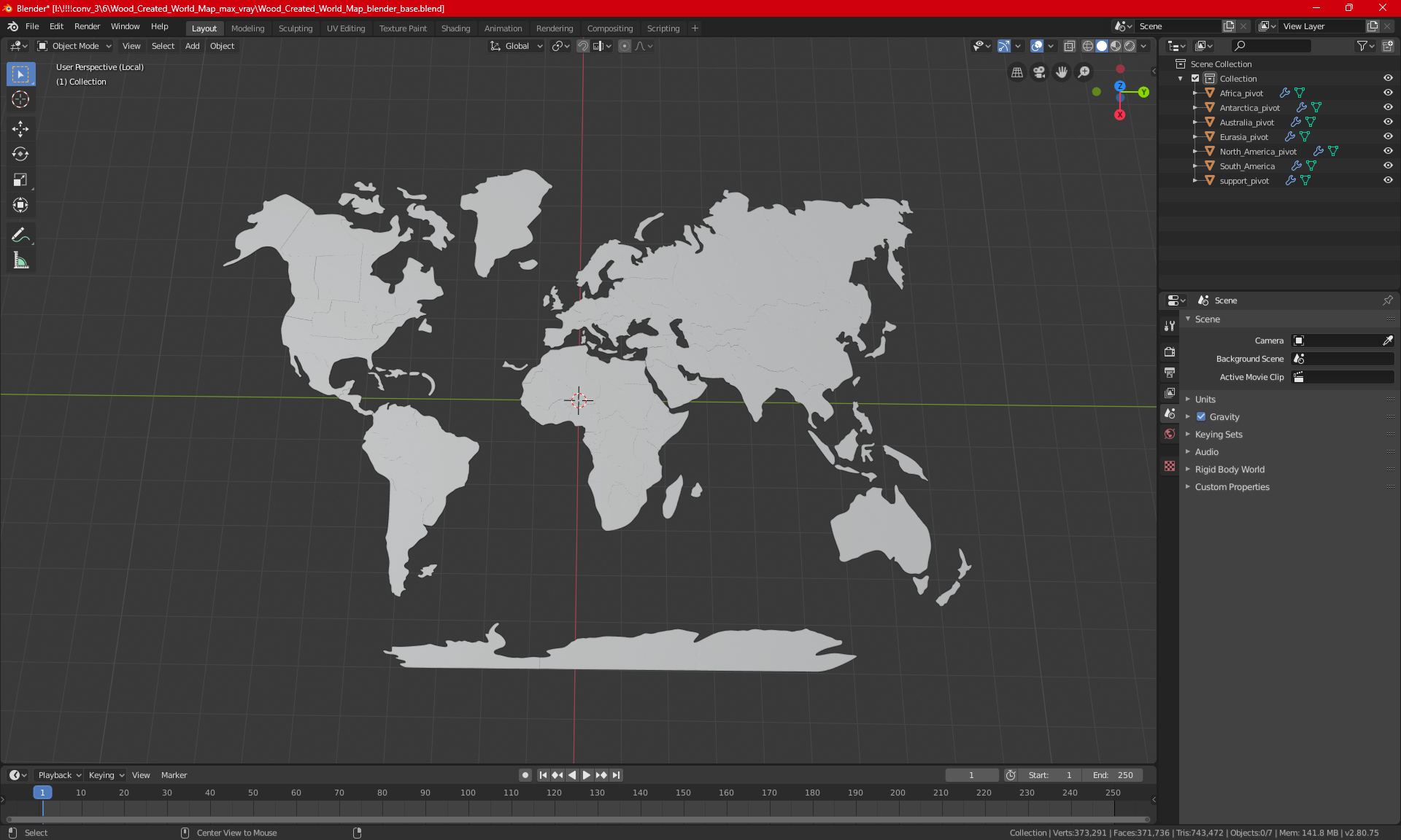Wood Created World Map 3D