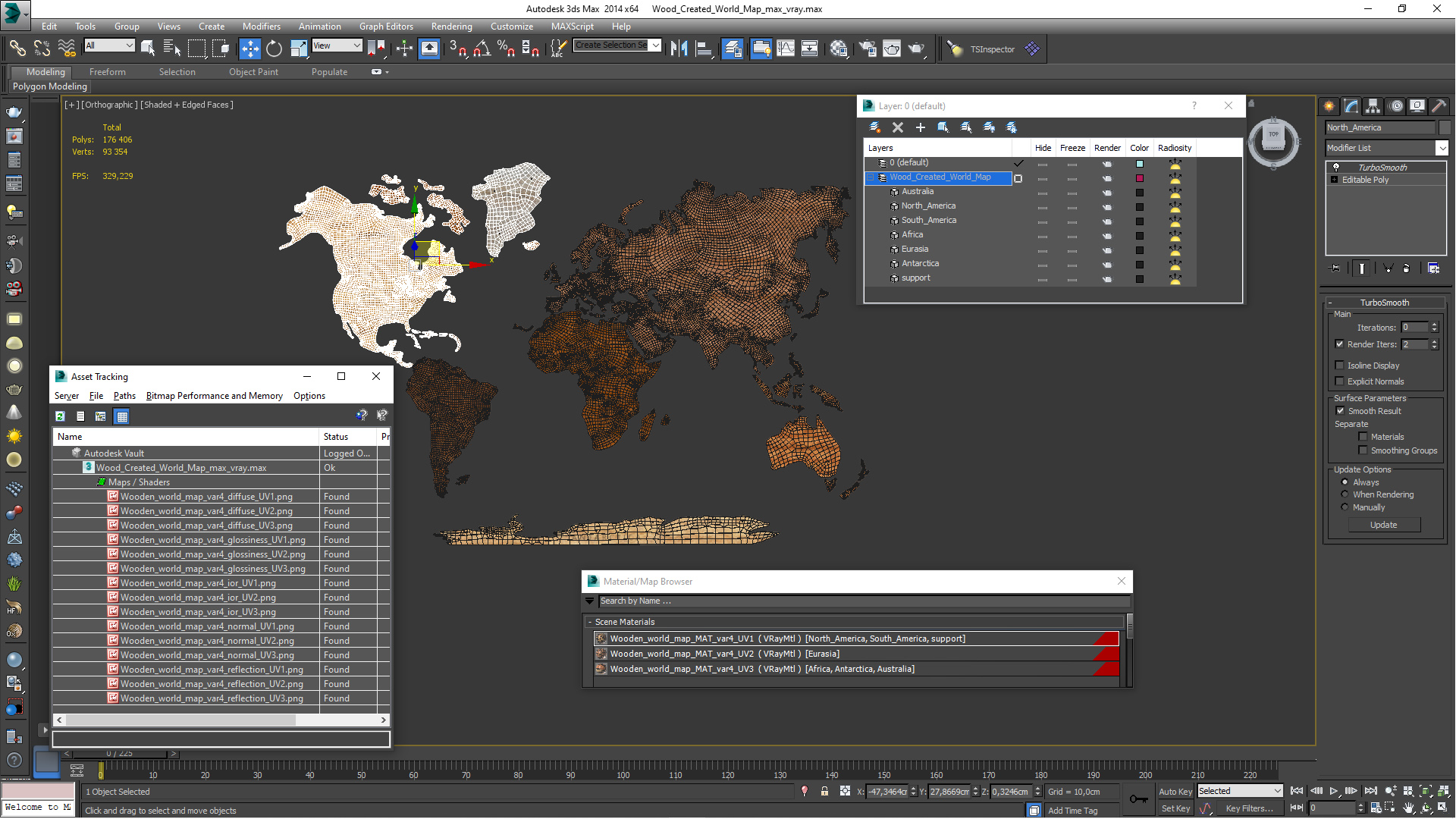 Wood Created World Map 3D