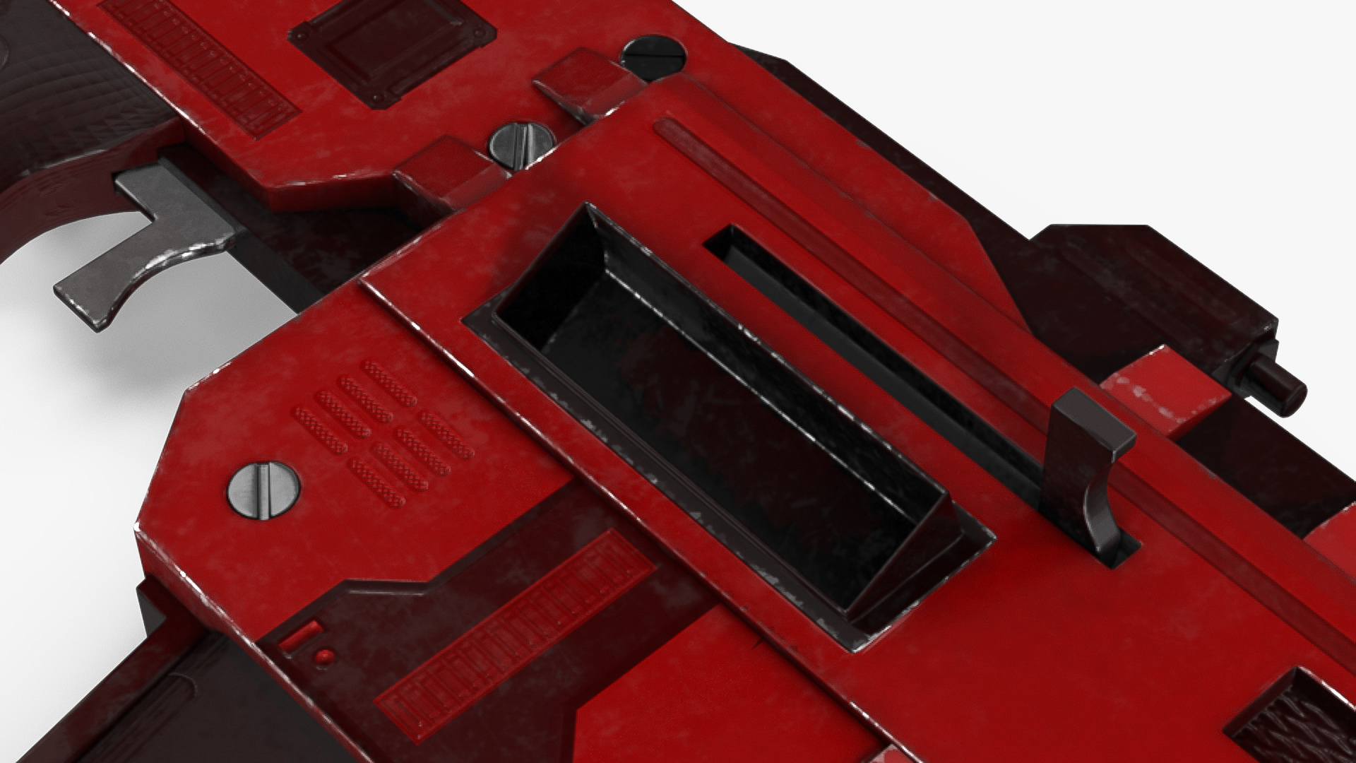 Futuristic Military Assault Rifle Red 3D