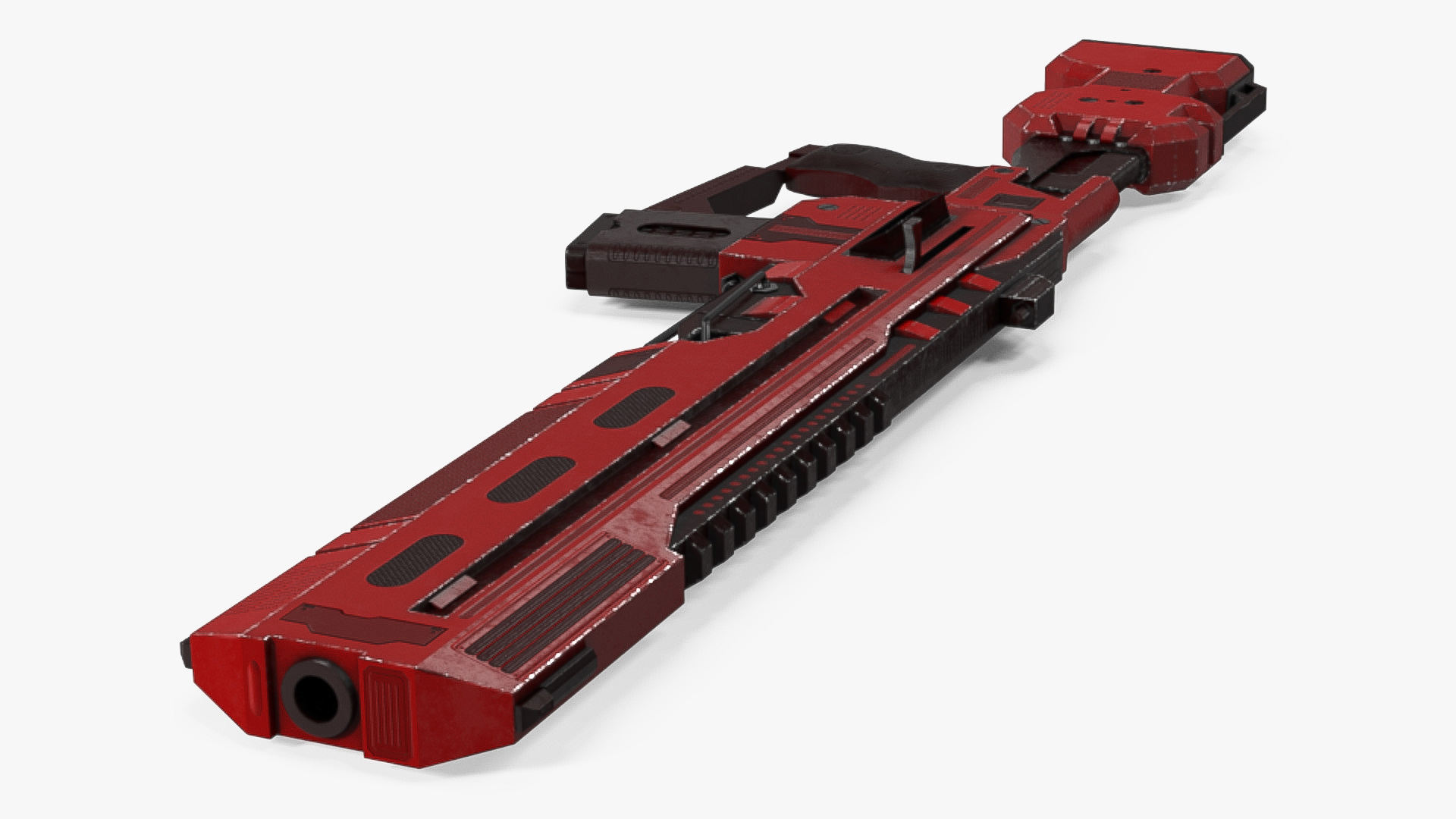 Futuristic Military Assault Rifle Red 3D