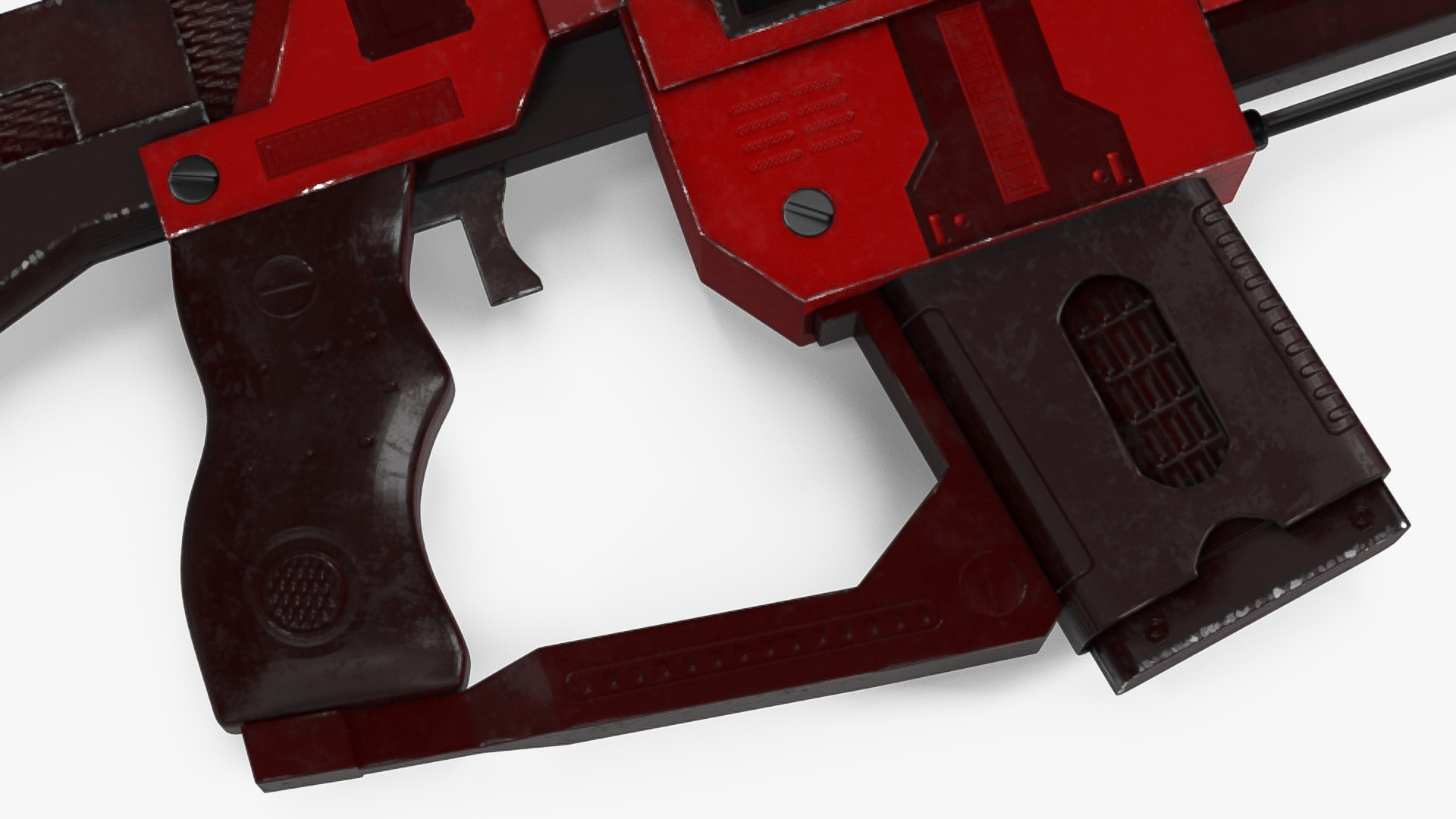 Futuristic Military Assault Rifle Red 3D
