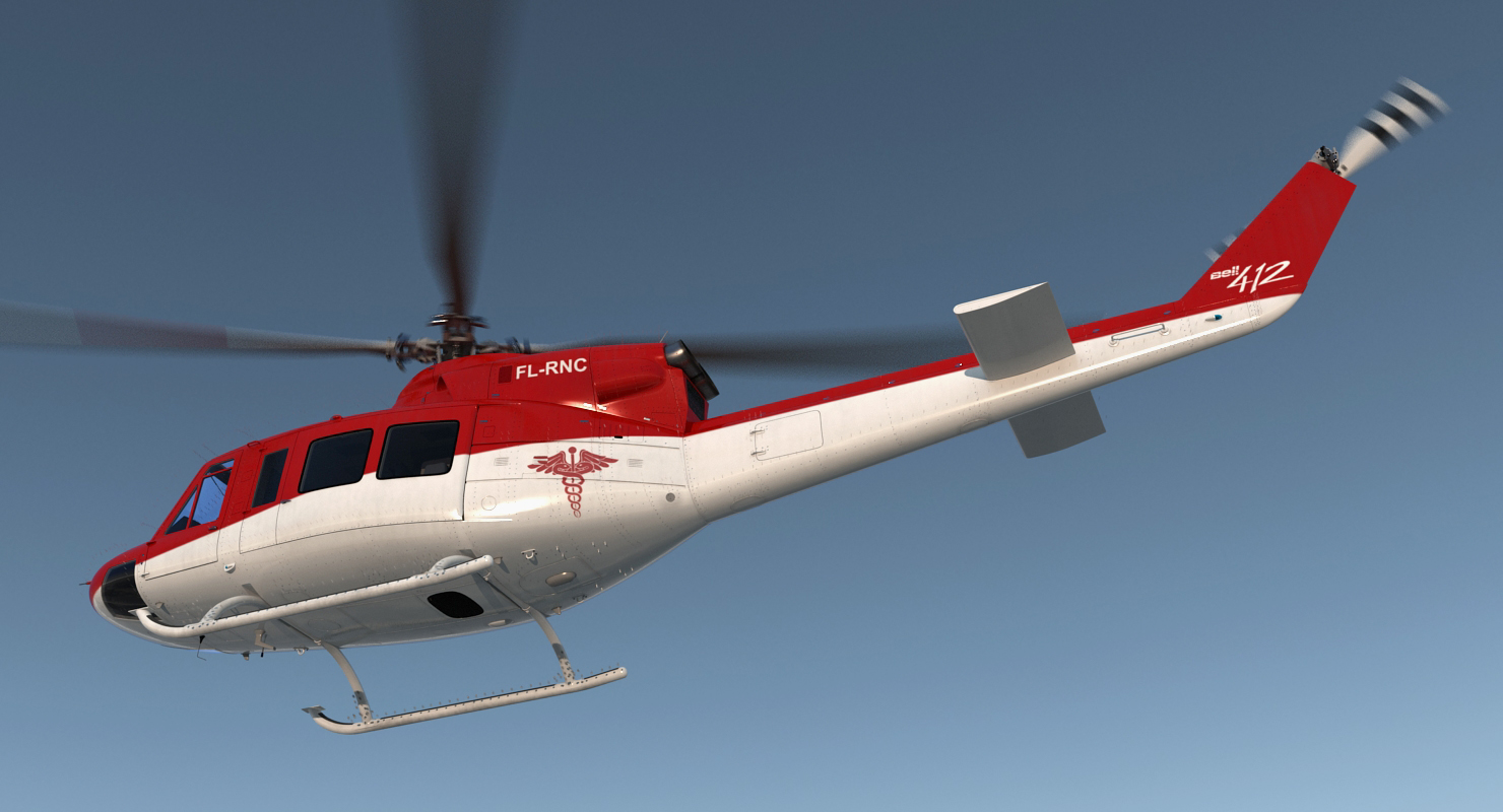Bell 412 Medical Helicopter Rigged 3D model