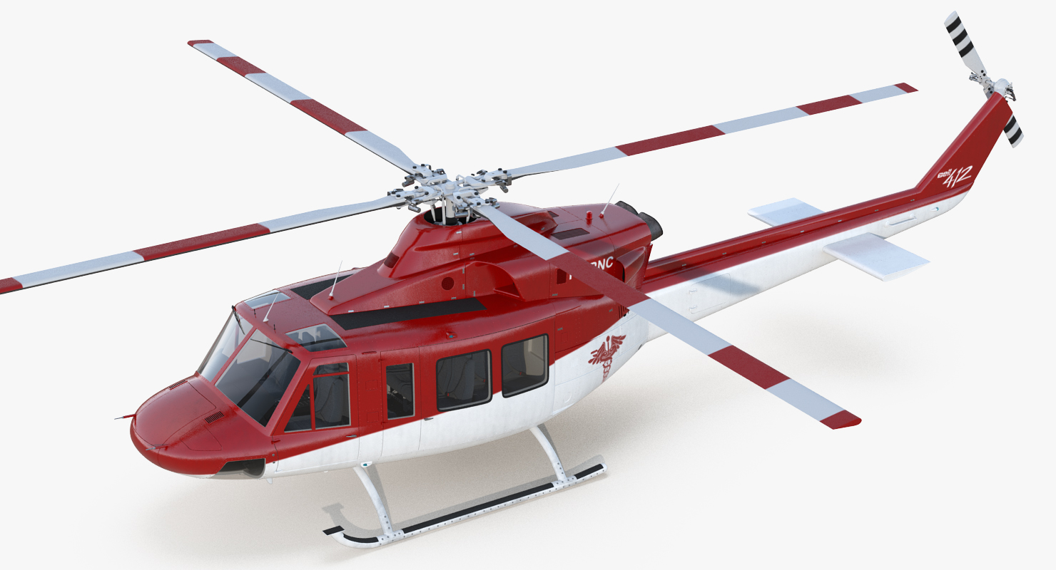 Bell 412 Medical Helicopter Rigged 3D model