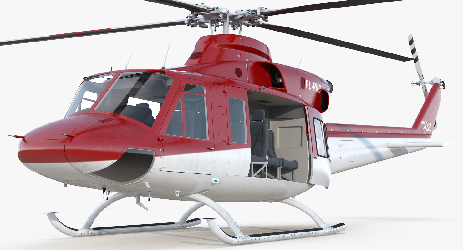 Bell 412 Medical Helicopter Rigged 3D model