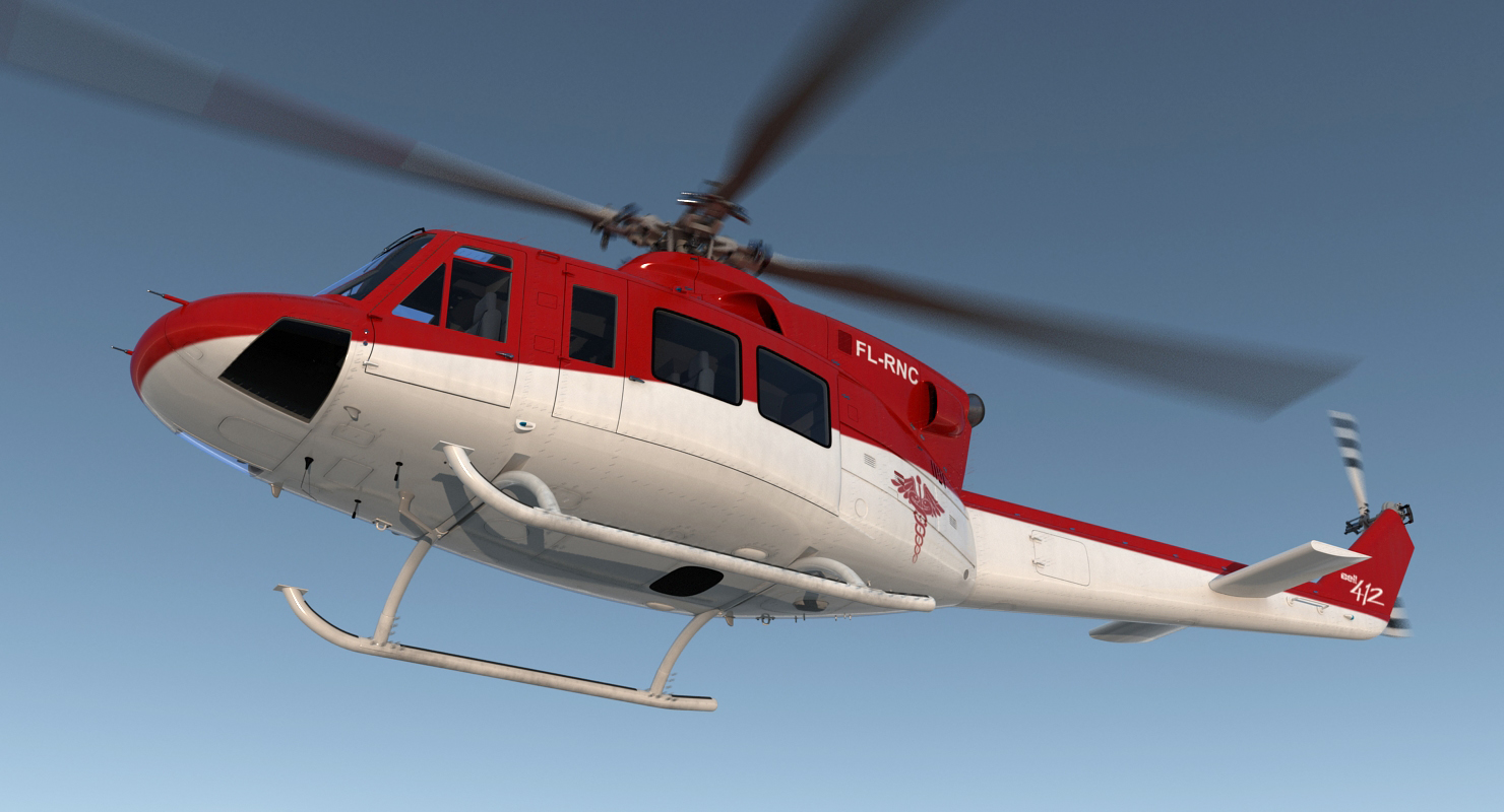 Bell 412 Medical Helicopter Rigged 3D model
