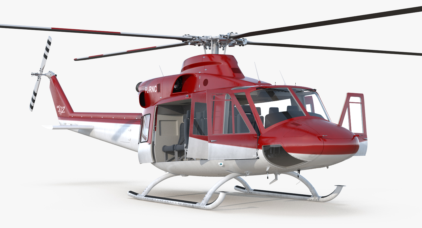 Bell 412 Medical Helicopter Rigged 3D model