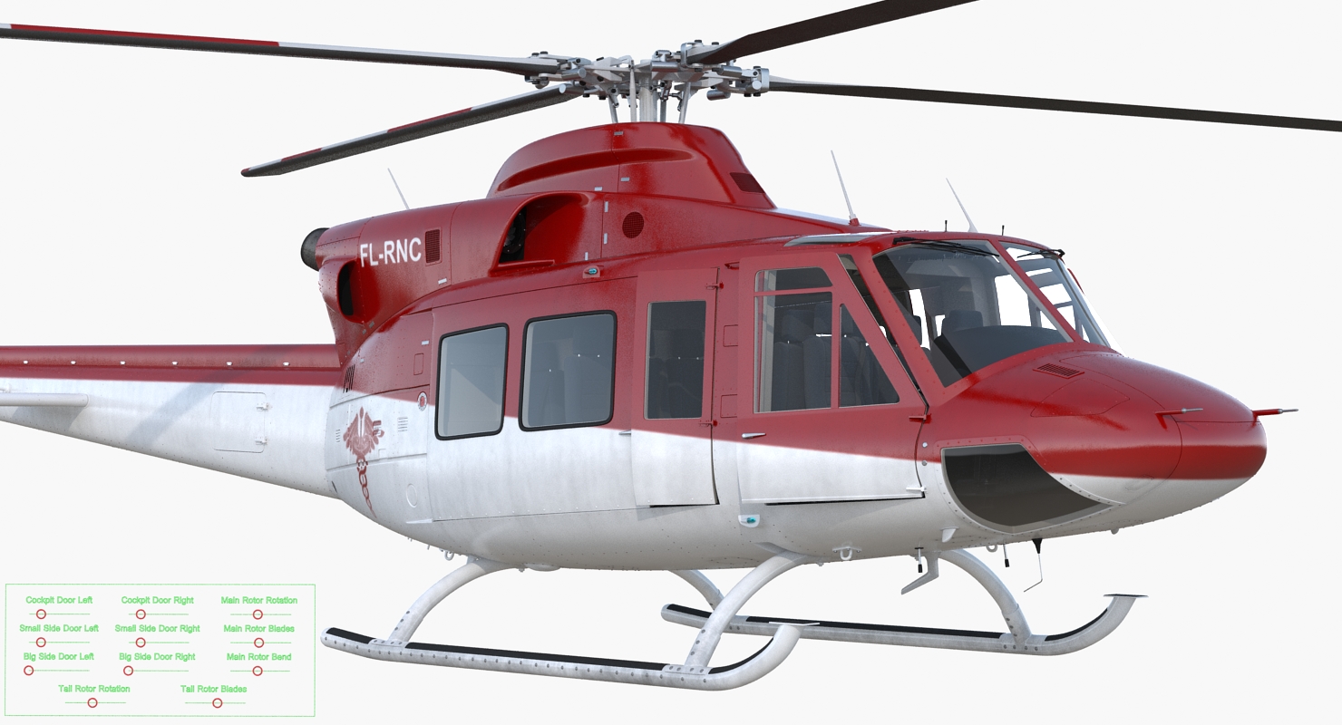 Bell 412 Medical Helicopter Rigged 3D model