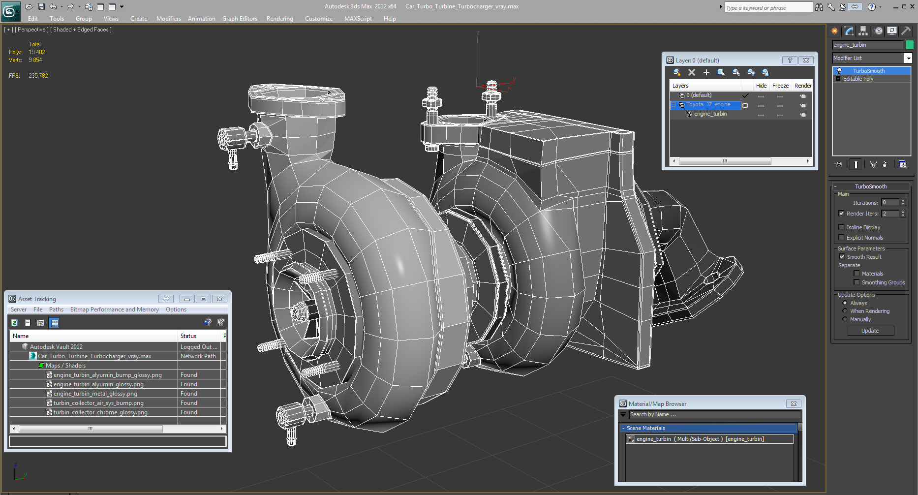 3D model Car Turbo Turbine Turbocharger