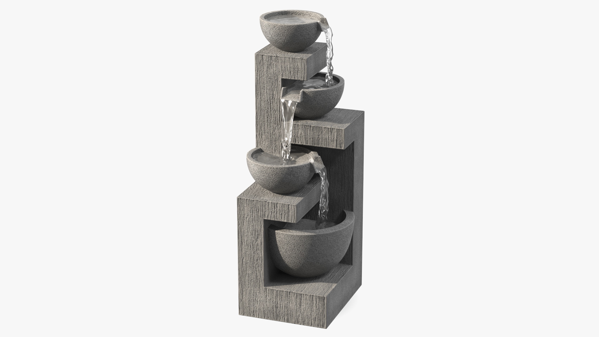 3D model Three Tier Garden Fountain Concrete