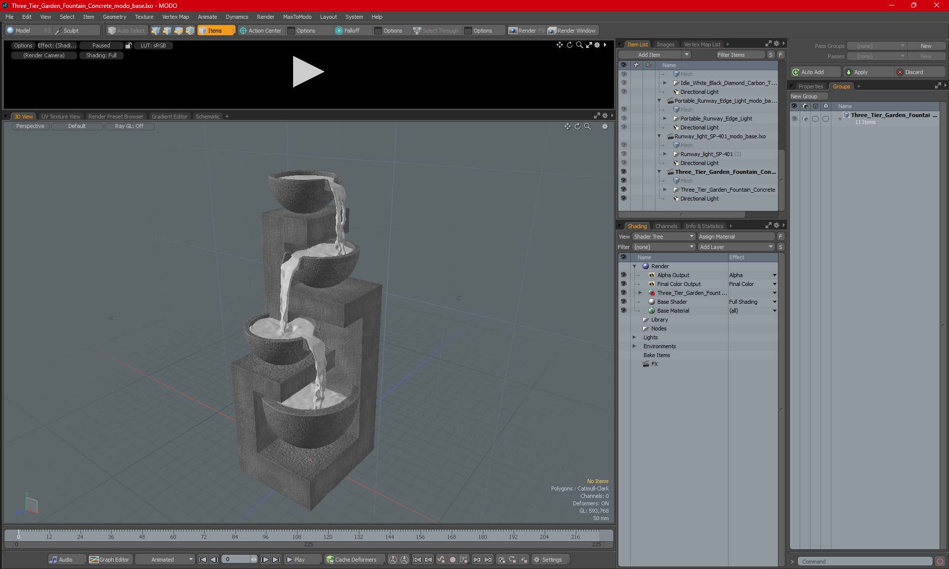 3D model Three Tier Garden Fountain Concrete