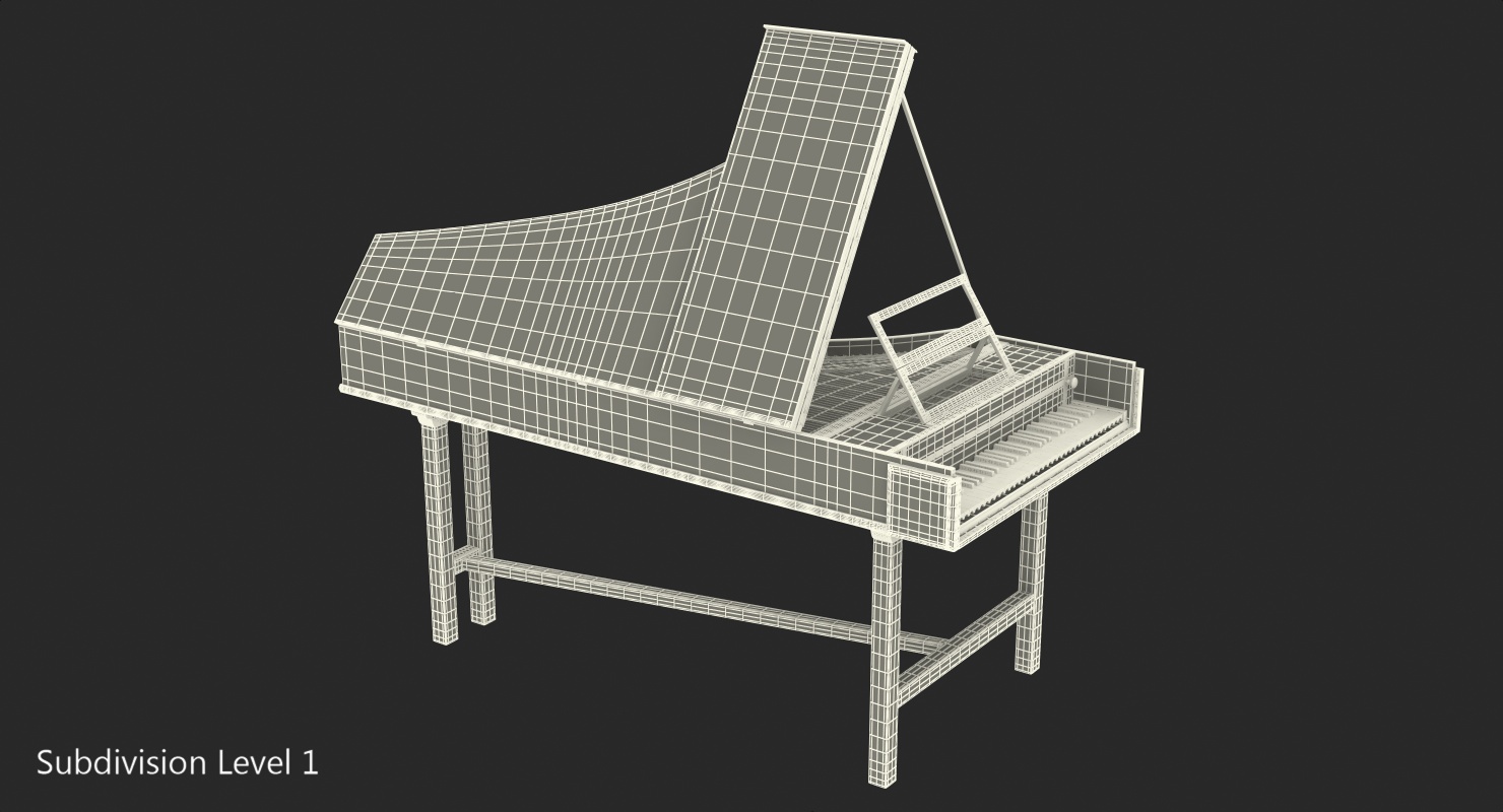 3D model Harpsichord Musical Instrument