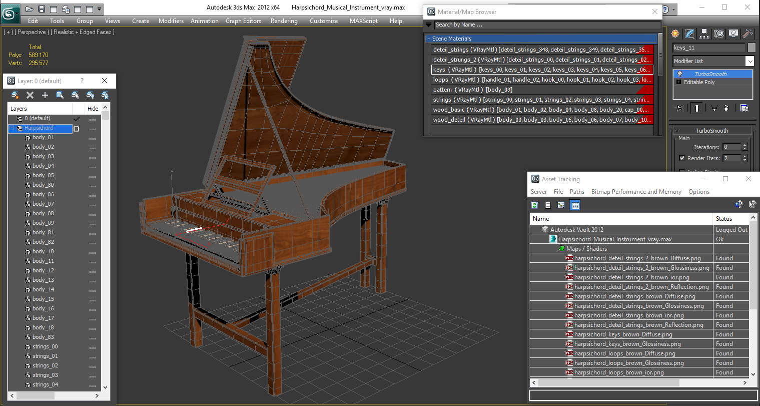 3D model Harpsichord Musical Instrument