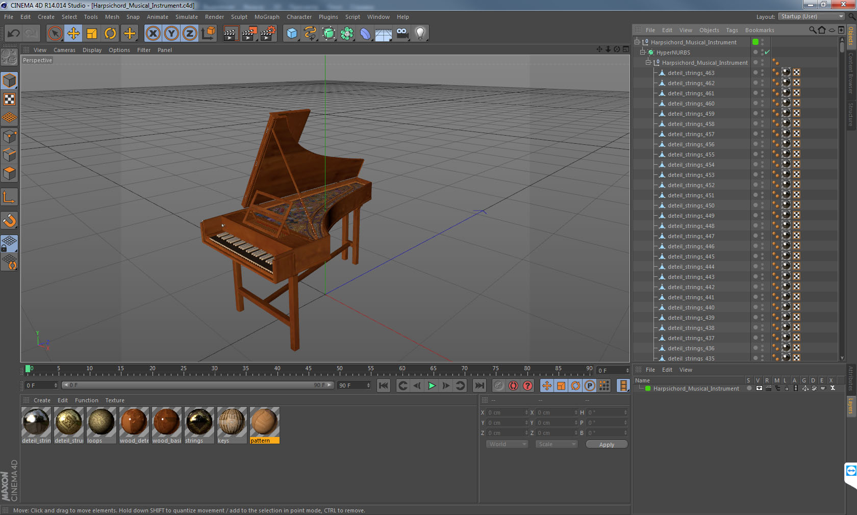 3D model Harpsichord Musical Instrument