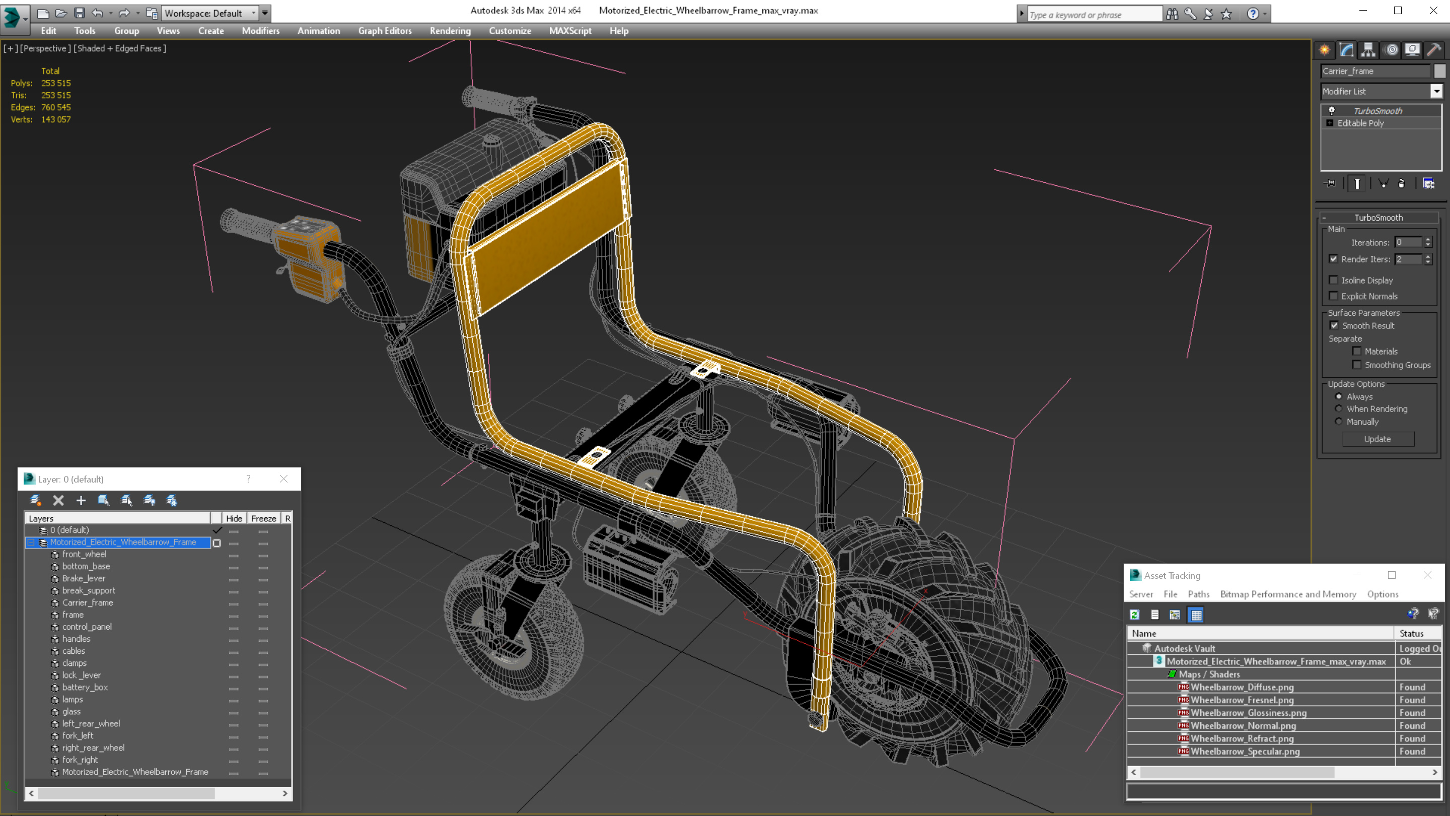 3D Motorized Electric Wheelbarrow Frame